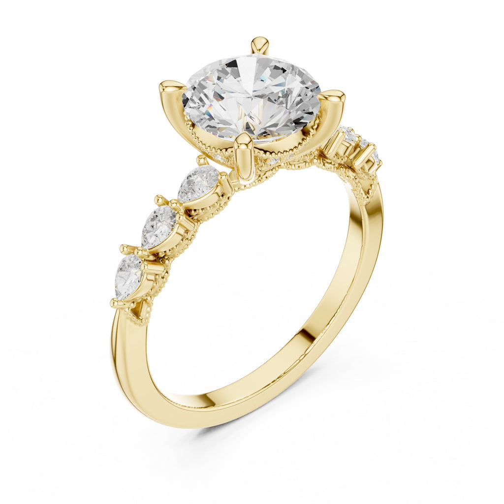 2.00 ct Legacy Vintage Engagement Ring 2ct Yellow Gold Round