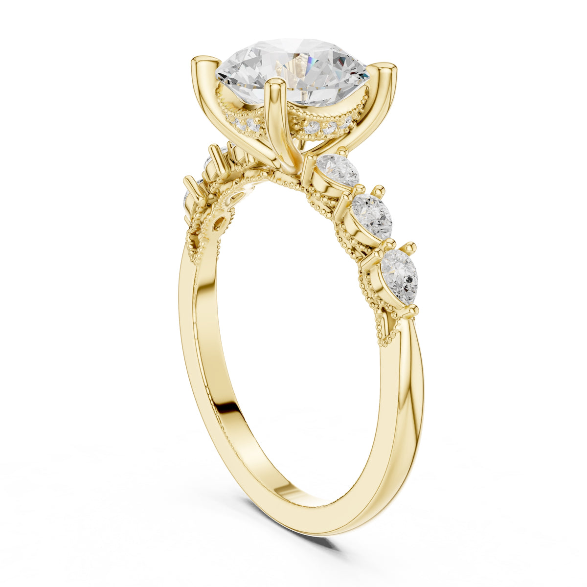2.00 ct Legacy Vintage Engagement Ring 2ct Yellow Gold Round