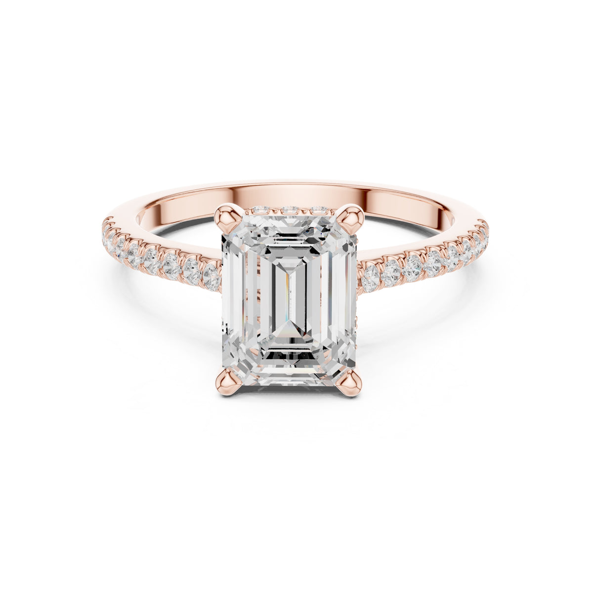 2.00 ct Infinite Halo Engagement Ring 2ct Rose Gold Emerald
