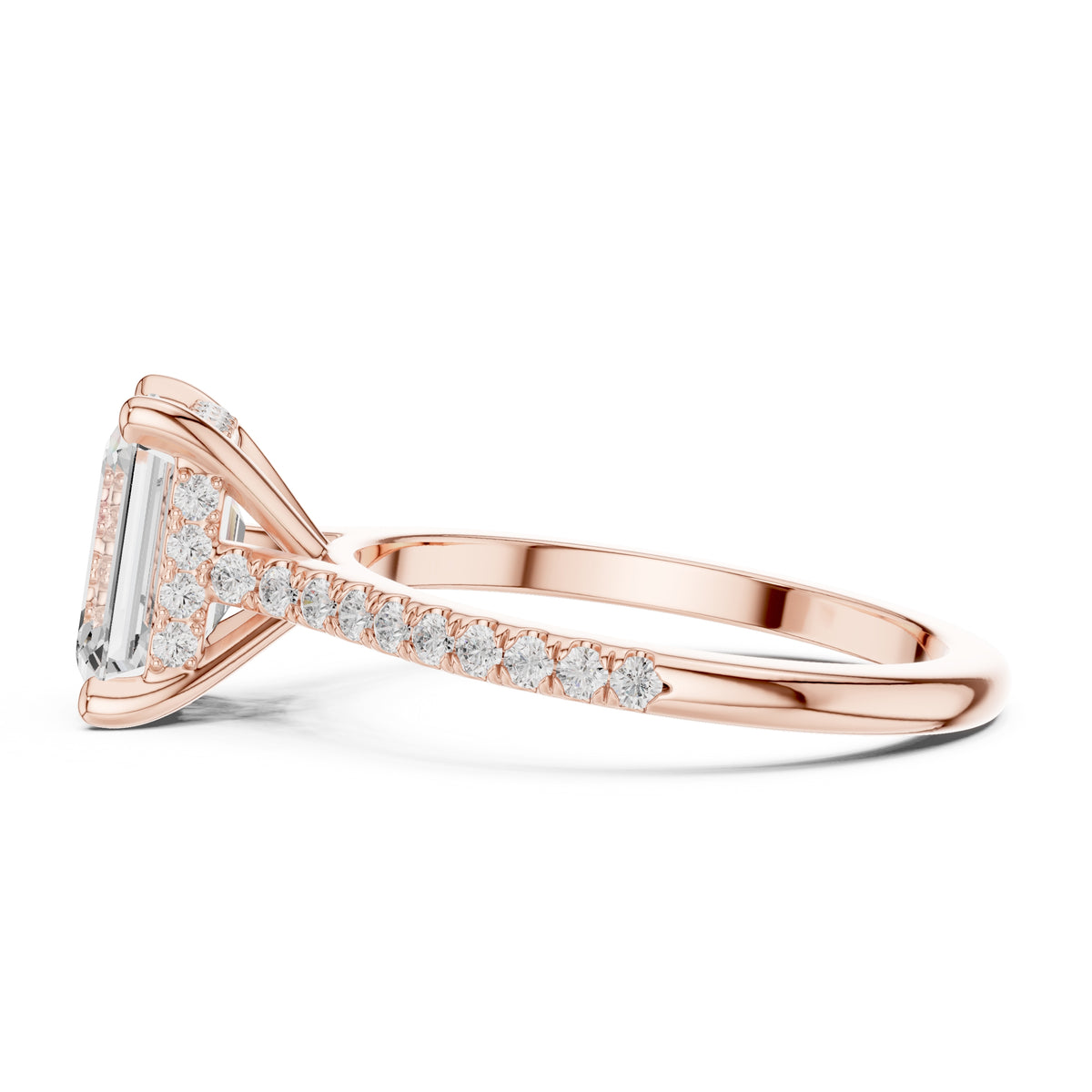 2.00 ct Infinite Halo Engagement Ring 2ct Rose Gold Emerald