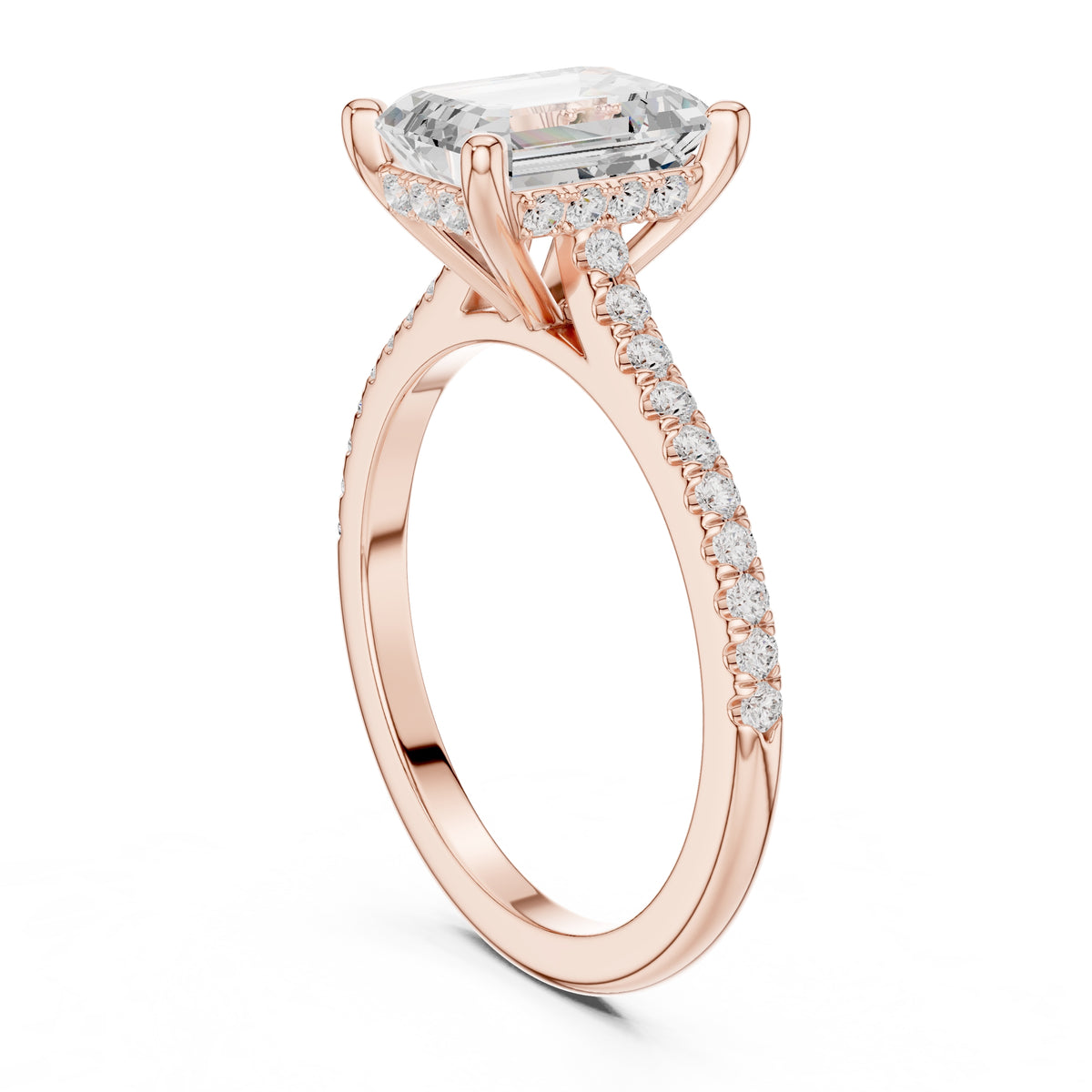 2.00 ct Infinite Halo Engagement Ring 2ct Rose Gold Emerald
