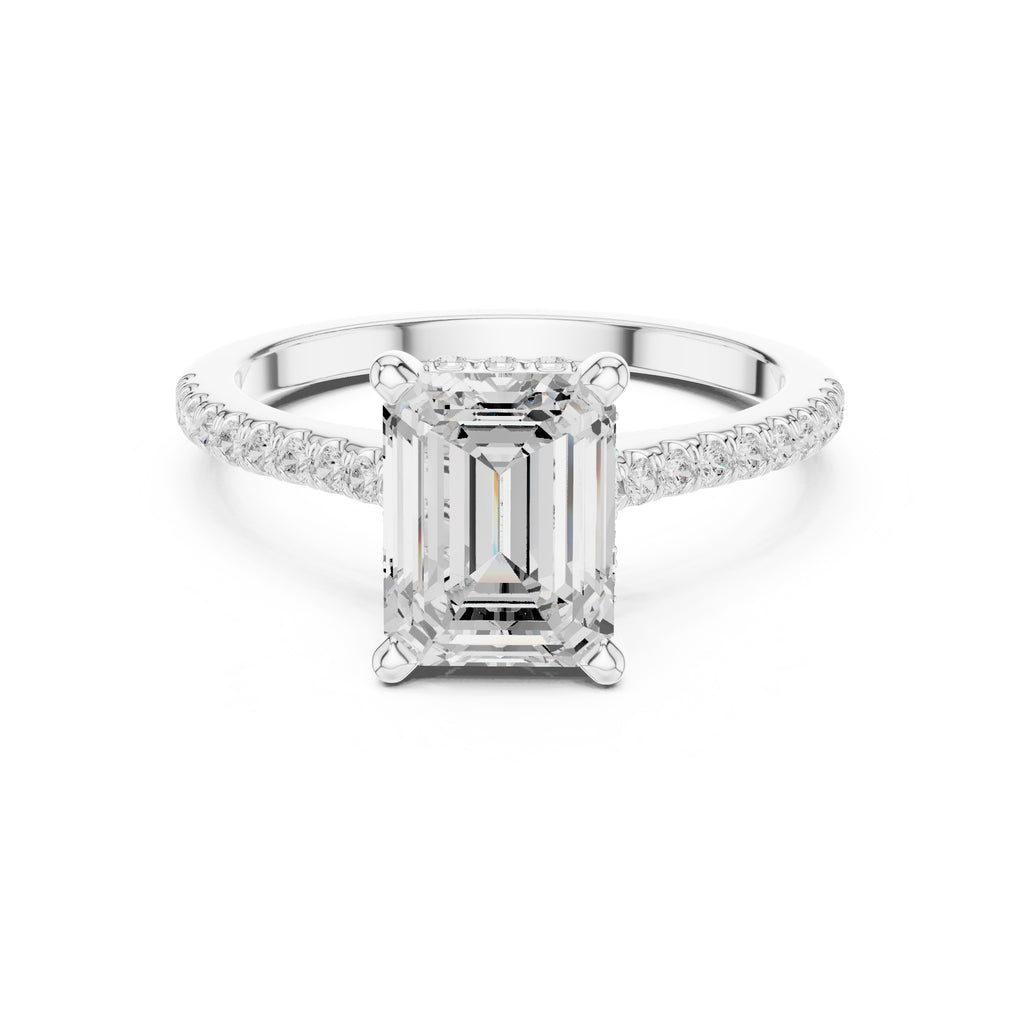 2.00 ct Infinite Halo Engagement Ring 2ct White Gold Emerald