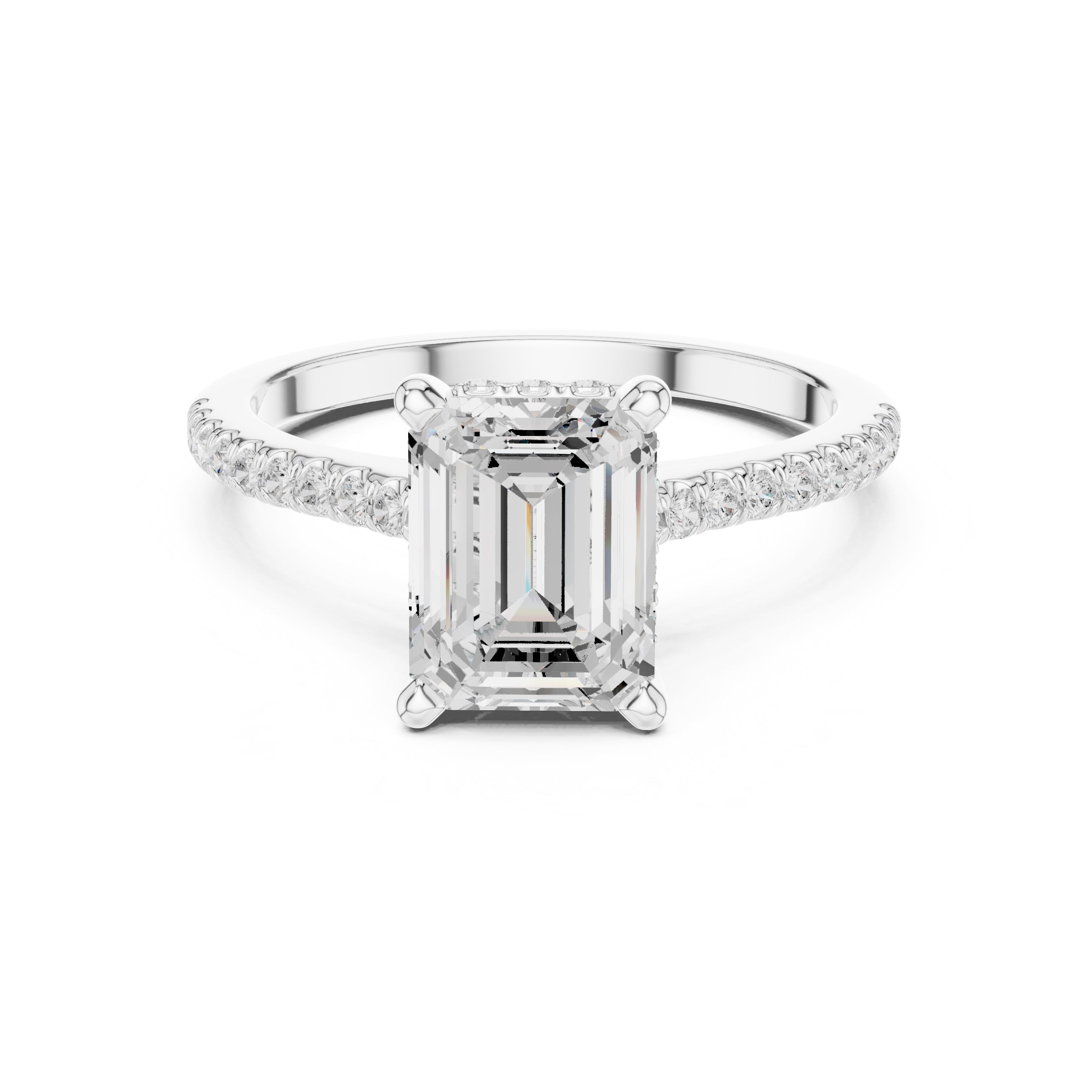 2.00 ct Infinite Halo Engagement Ring 2ct White Gold Emerald