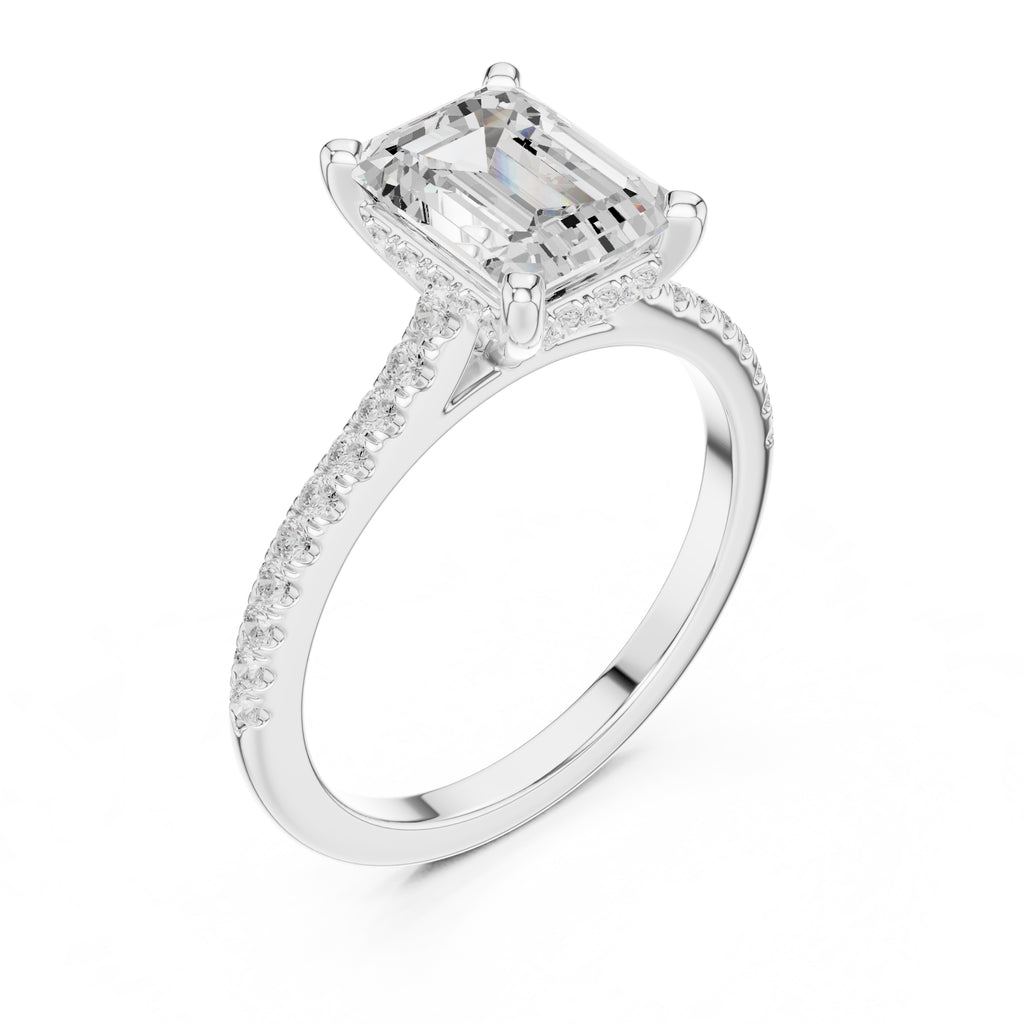 2.00 ct Infinite Halo Engagement Ring 2ct White Gold Emerald