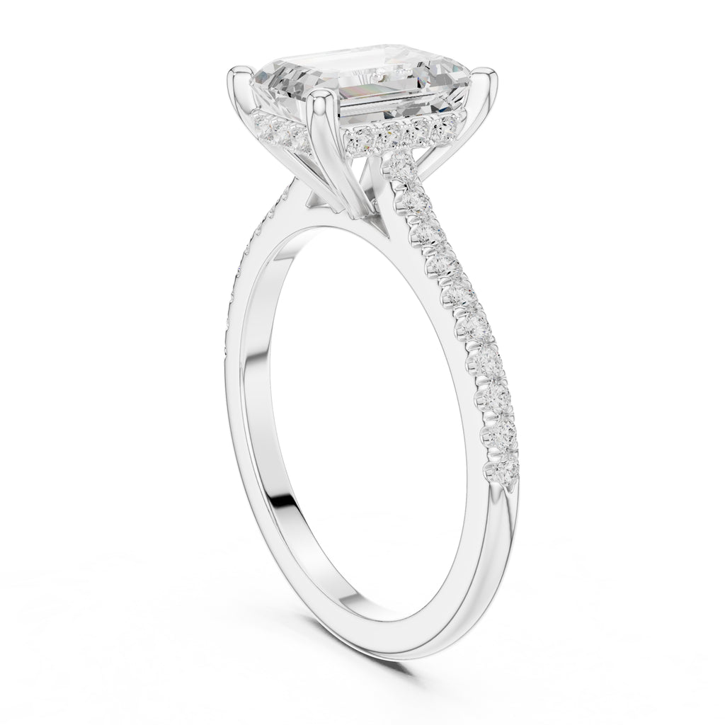 2.00 ct Infinite Halo Engagement Ring 2ct White Gold Emerald