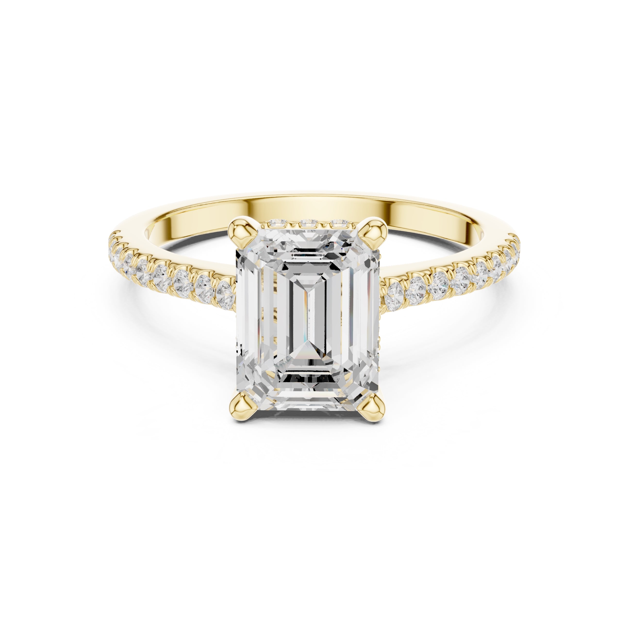 2.00 ct Infinite Halo Engagement Ring 2ct Yellow Gold Emerald