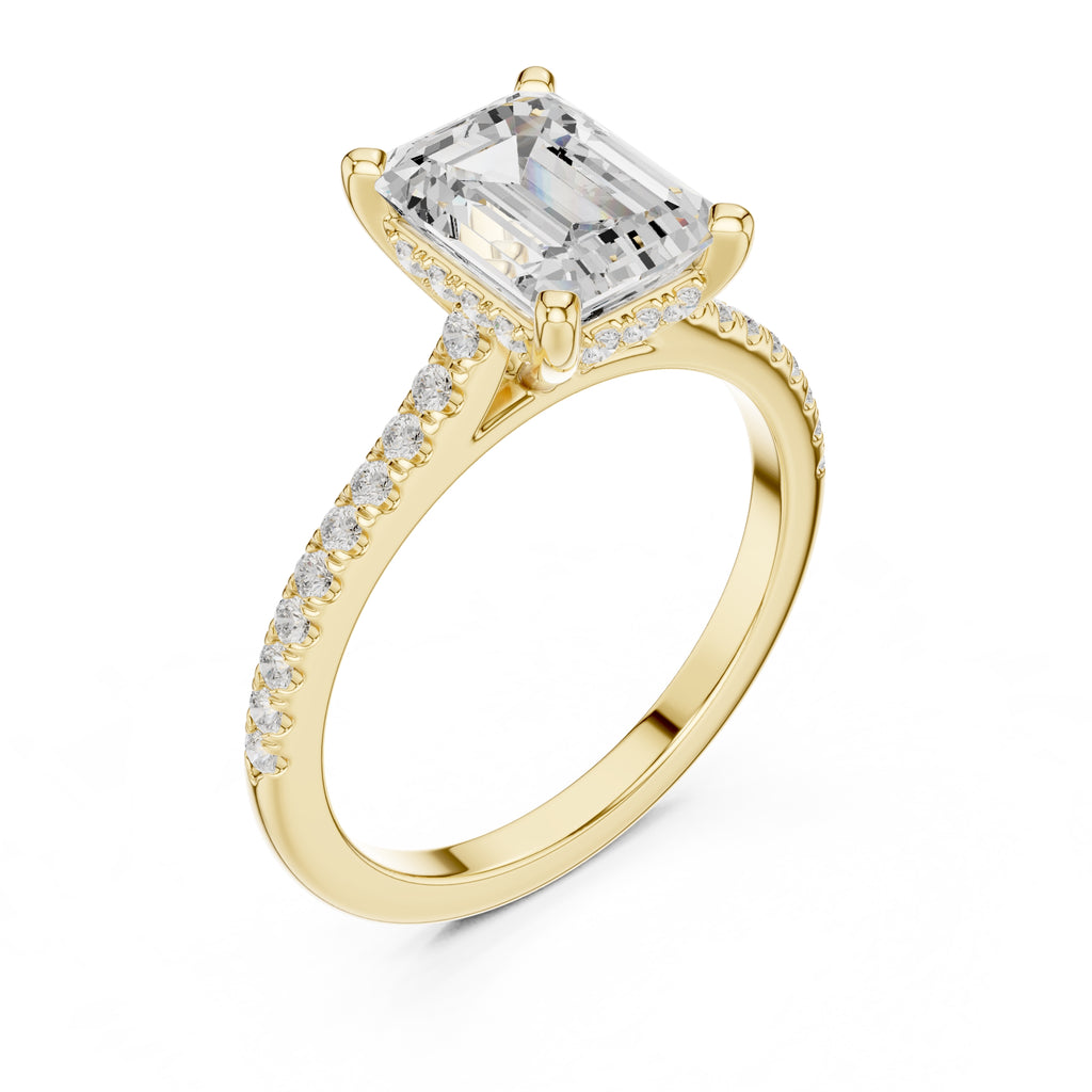 2.00 ct Infinite Halo Engagement Ring 2ct Yellow Gold Emerald