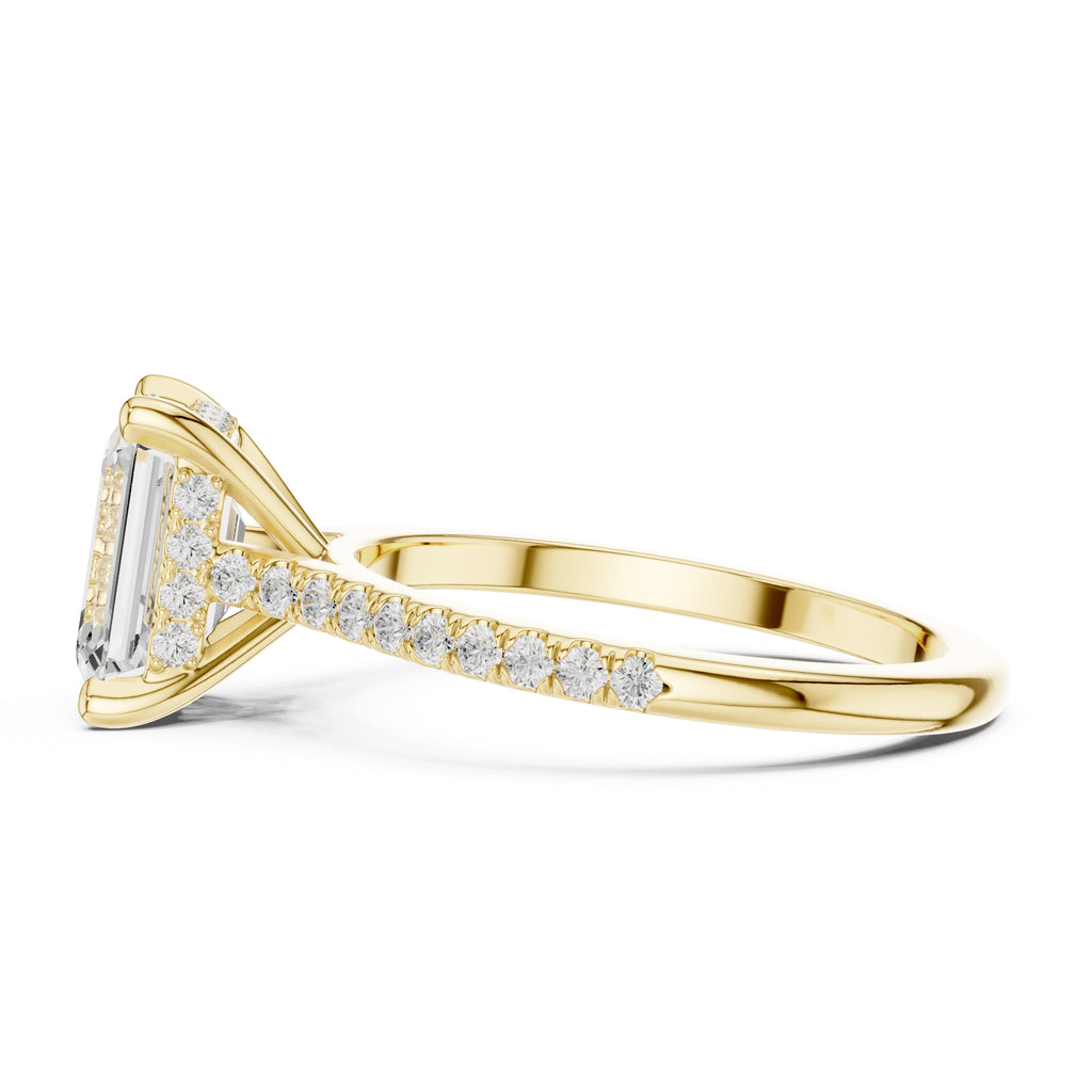2.00 ct Infinite Halo Engagement Ring 2ct Yellow Gold Emerald