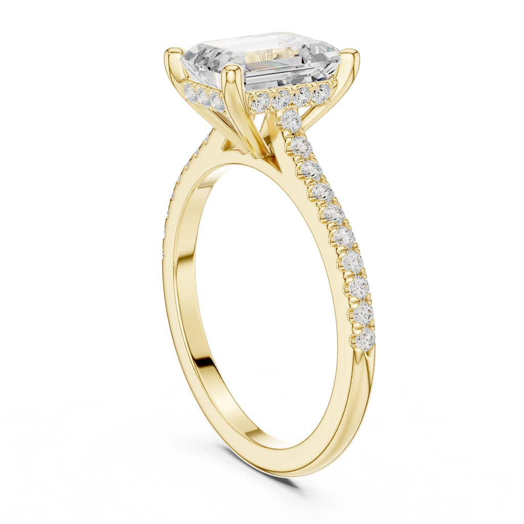 2.00 ct Infinite Halo Engagement Ring 2ct Yellow Gold Emerald