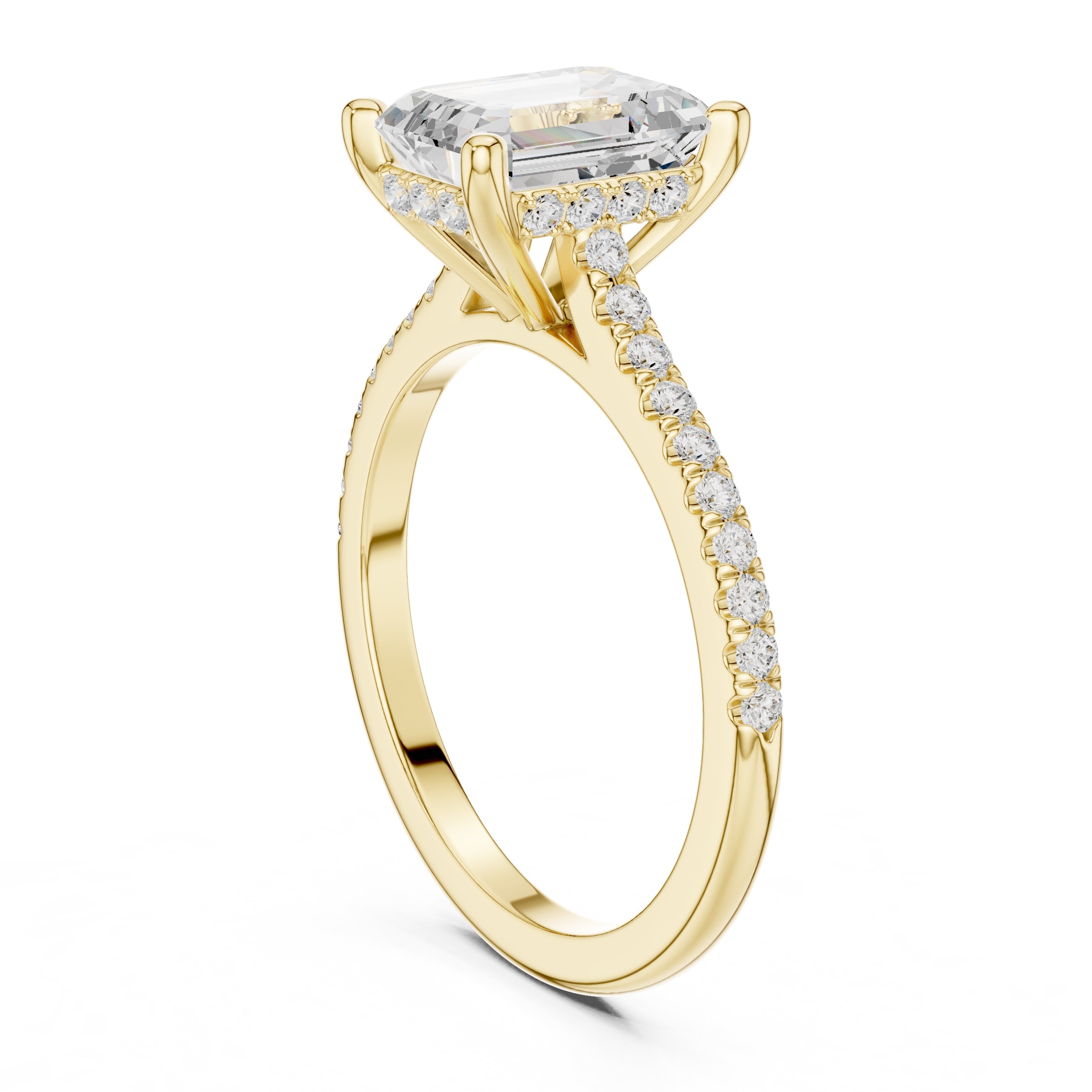 2.00 ct Infinite Halo Engagement Ring 2ct Yellow Gold Emerald
