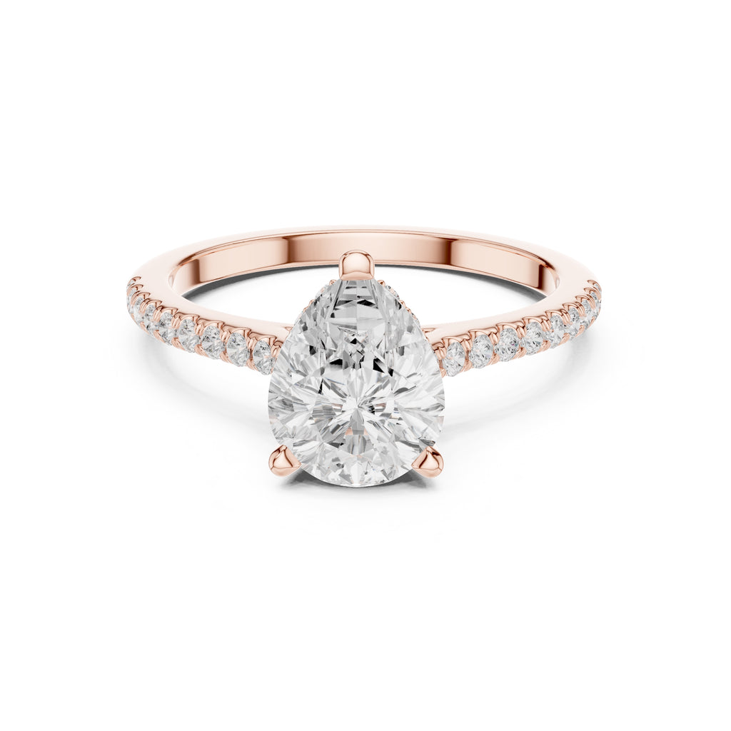 2.00 ct Infinite Halo Engagement Ring 2ct Rose Gold Pear