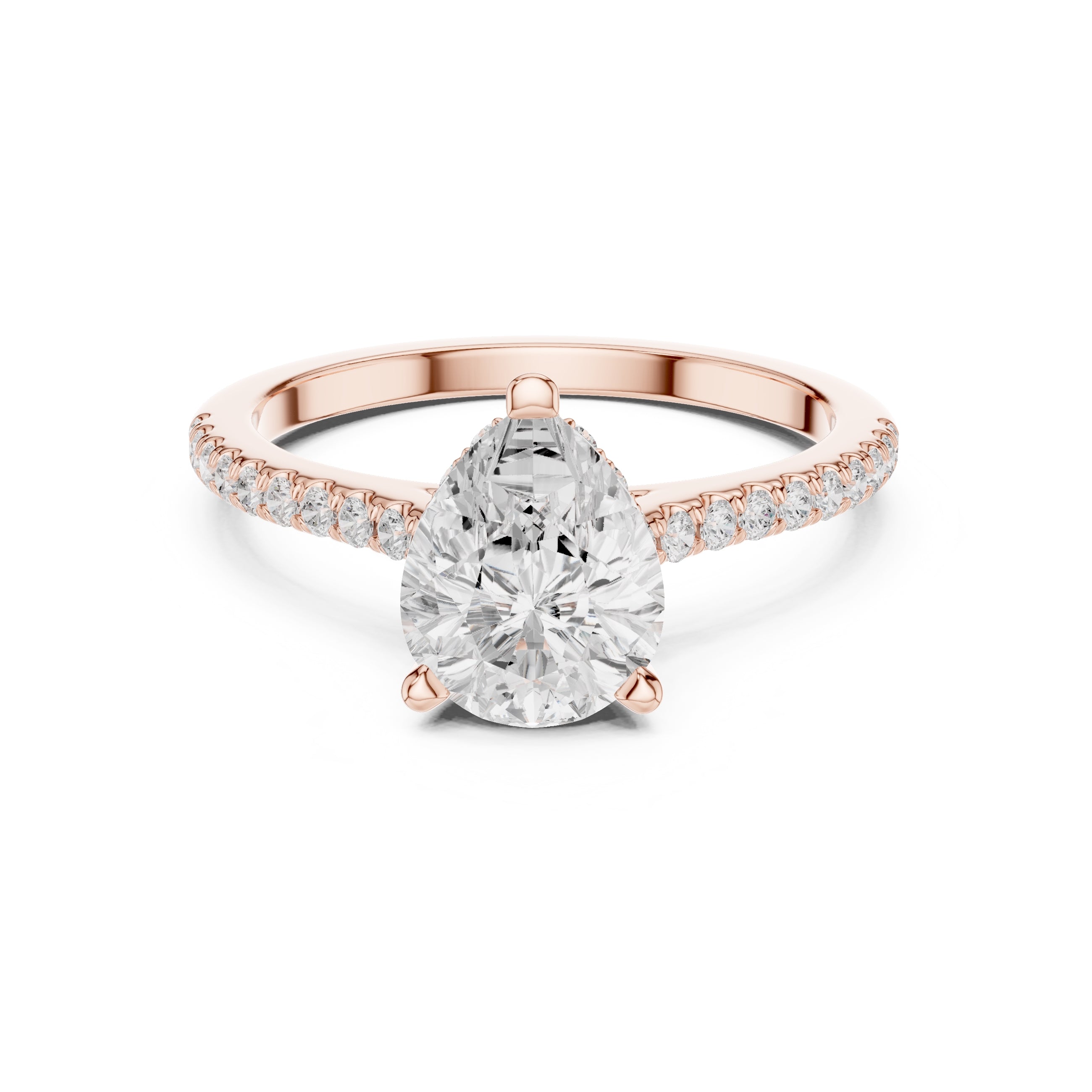 2.00 ct Infinite Halo Engagement Ring 2ct Rose Gold Pear