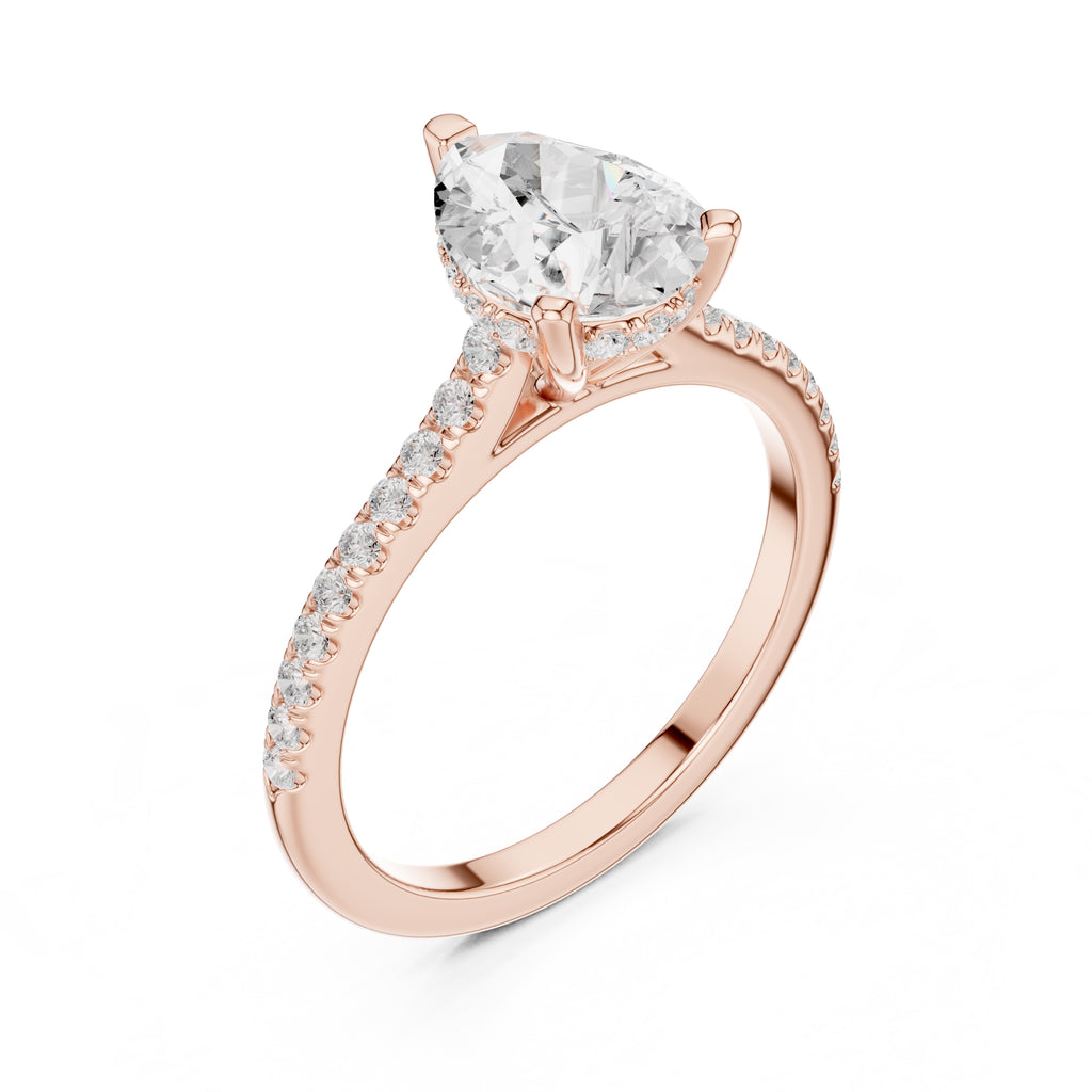 2.00 ct Infinite Halo Engagement Ring 2ct Rose Gold Pear