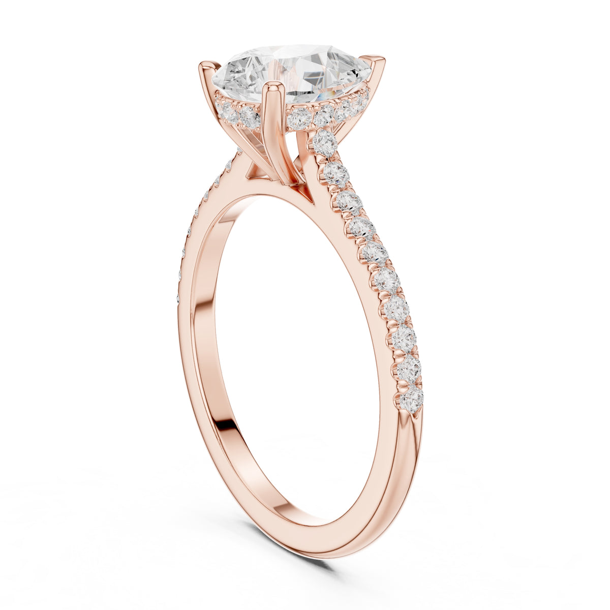 2.00 ct Infinite Halo Engagement Ring 2ct Rose Gold Pear