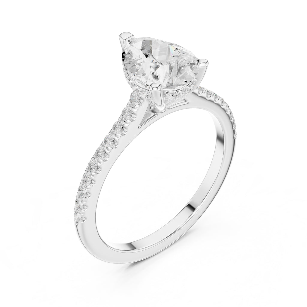 2.00 ct Infinite Halo Engagement Ring 2ct White Gold Pear