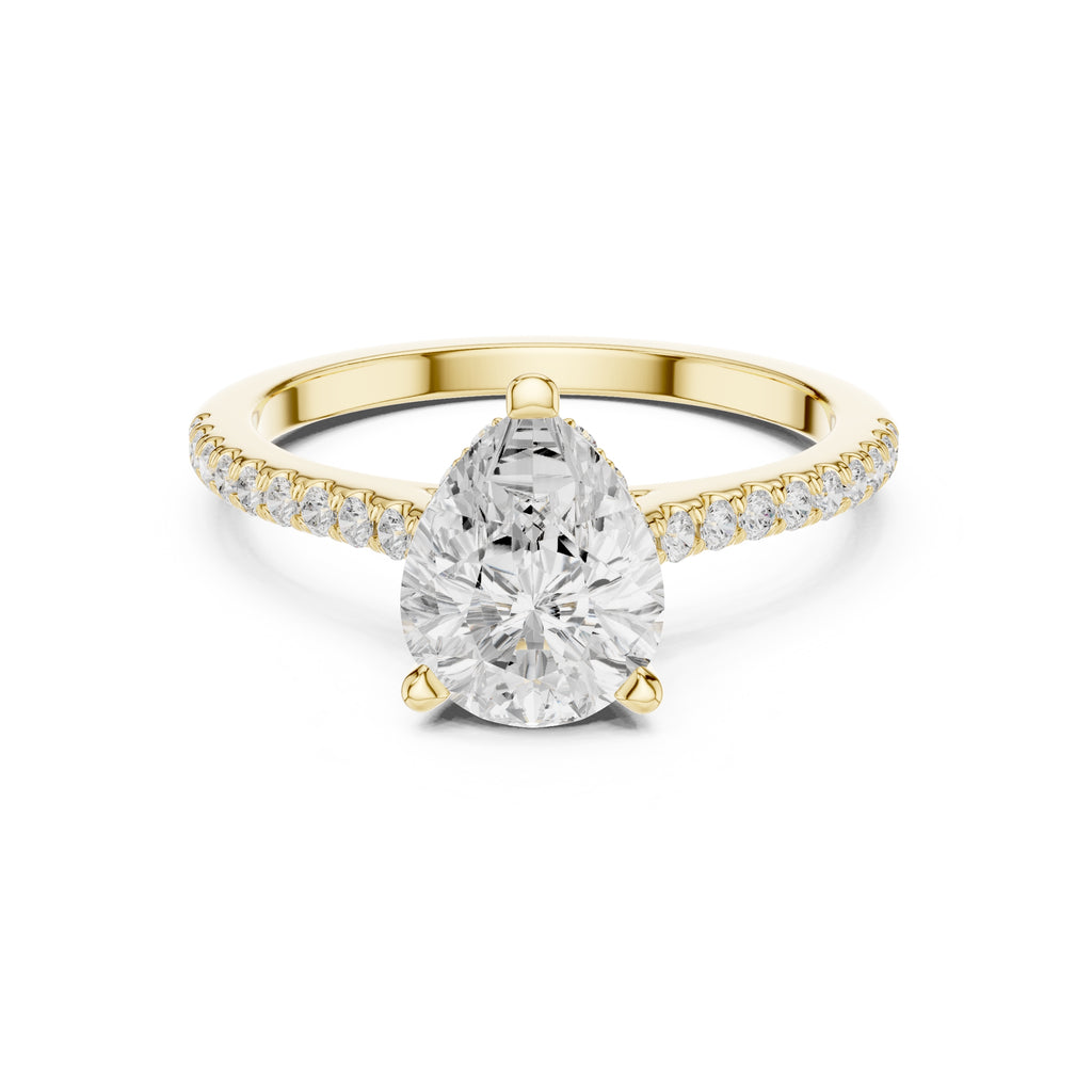 2.00 ct Infinite Halo Engagement Ring 2ct Yellow Gold Pear