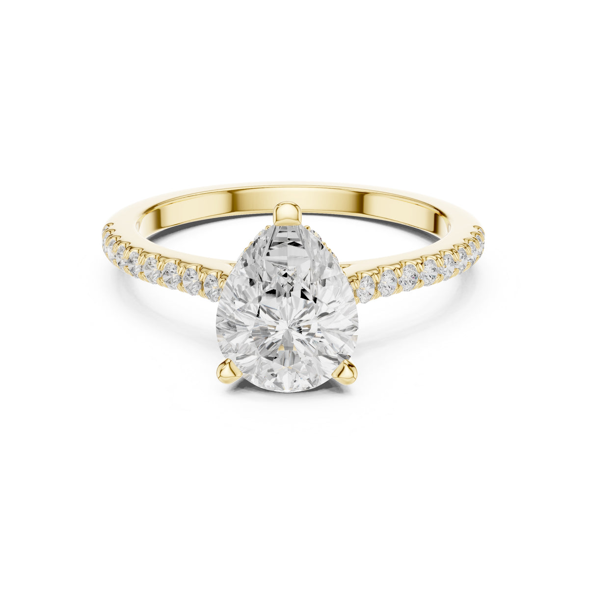 2.00 ct Infinite Halo Engagement Ring 2ct Yellow Gold Pear