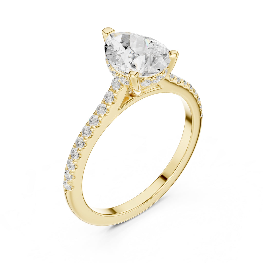 2.00 ct Infinite Halo Engagement Ring 2ct Yellow Gold Pear