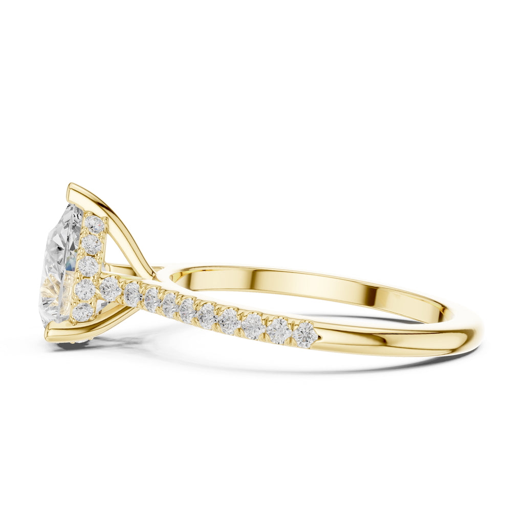 2.00 ct Infinite Halo Engagement Ring 2ct Yellow Gold Pear