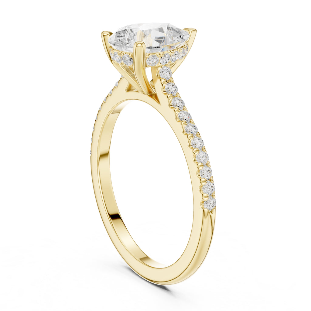 2.00 ct Infinite Halo Engagement Ring 2ct Yellow Gold Pear