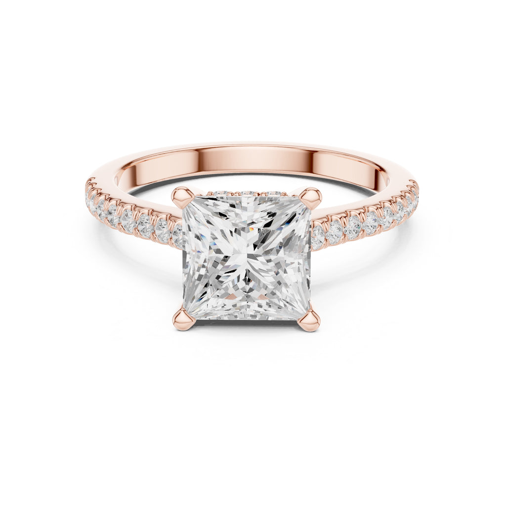 2.00 ct Infinite Halo Engagement Ring 2ct Rose Gold Princess