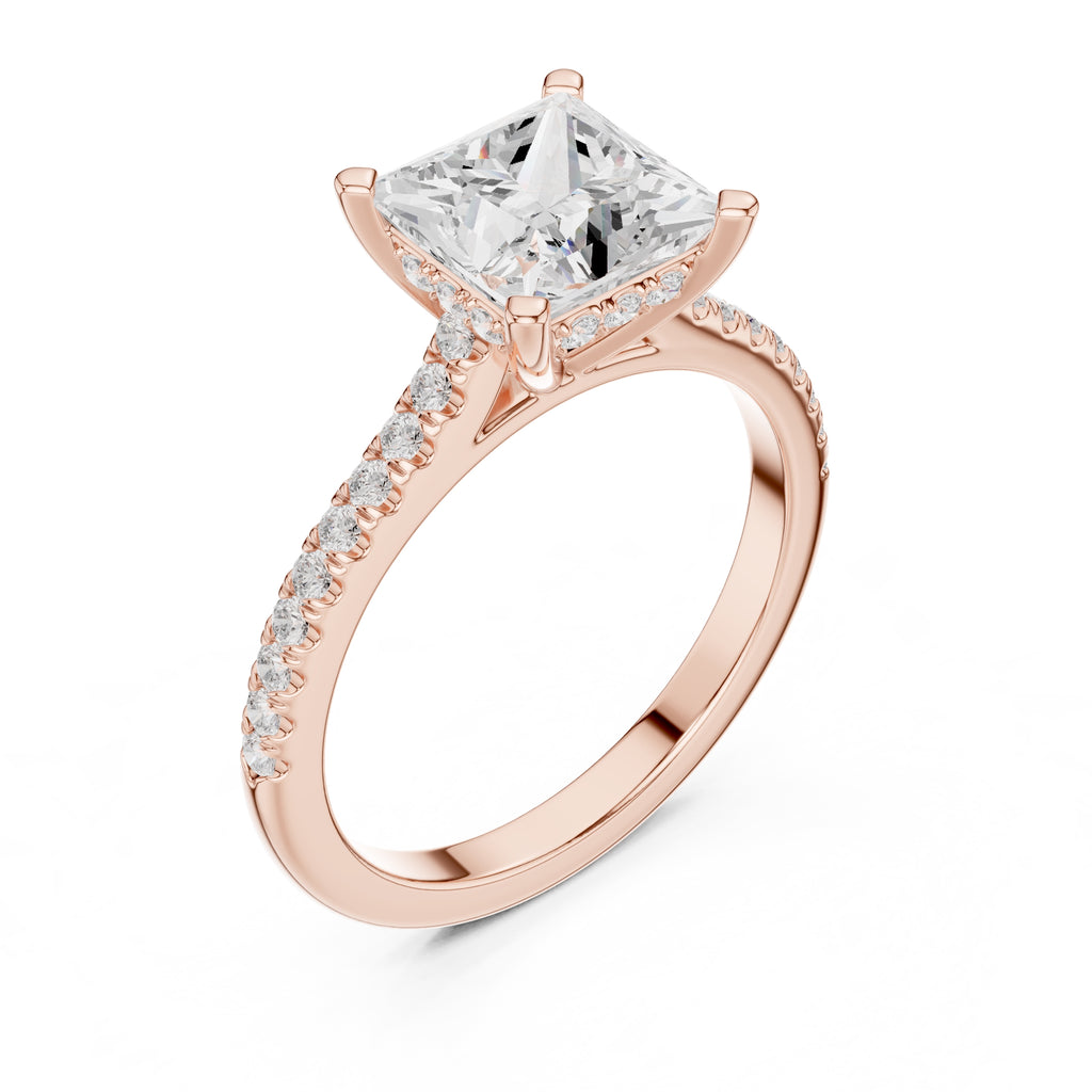 2.00 ct Infinite Halo Engagement Ring 2ct Rose Gold Princess