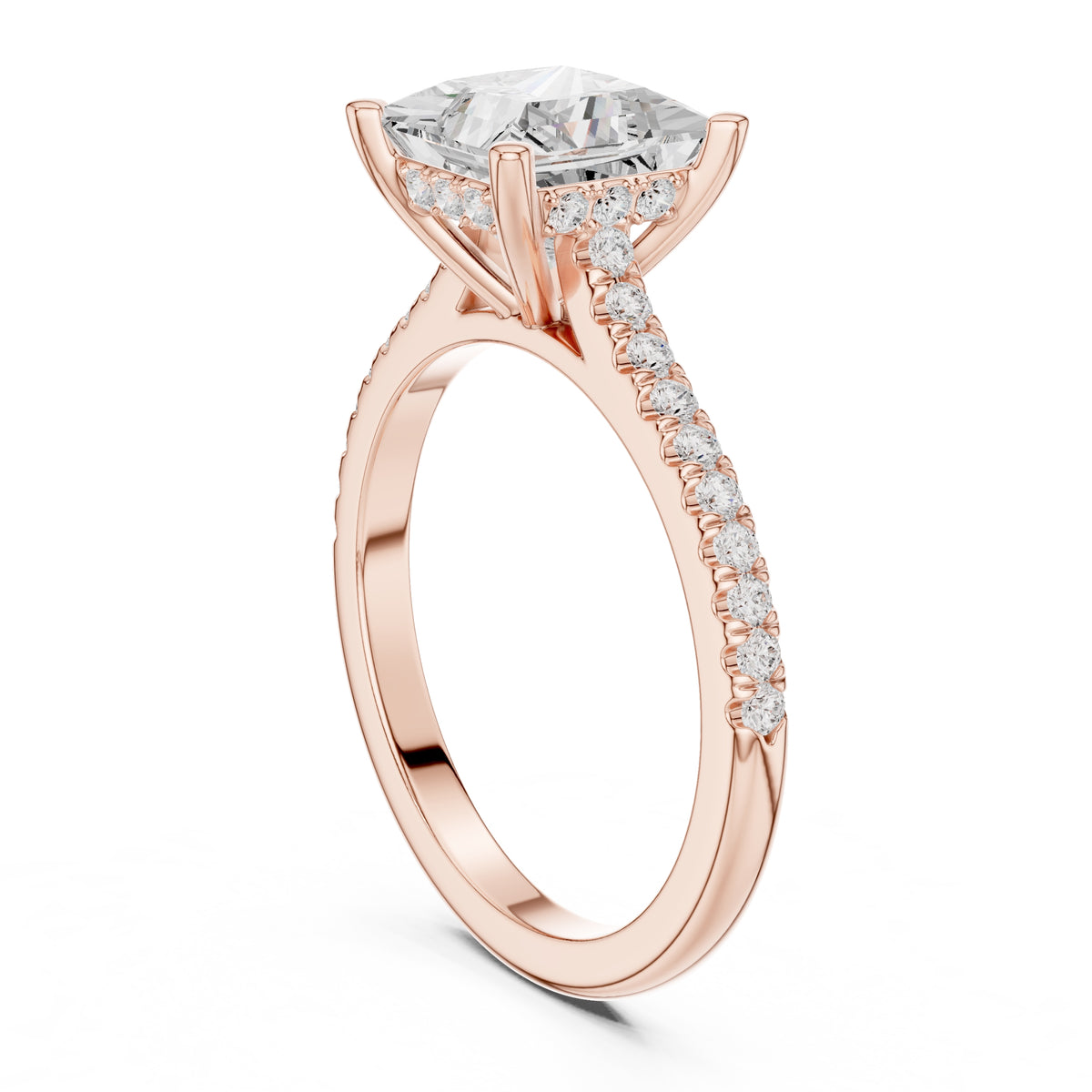 2.00 ct Infinite Halo Engagement Ring 2ct Rose Gold Princess