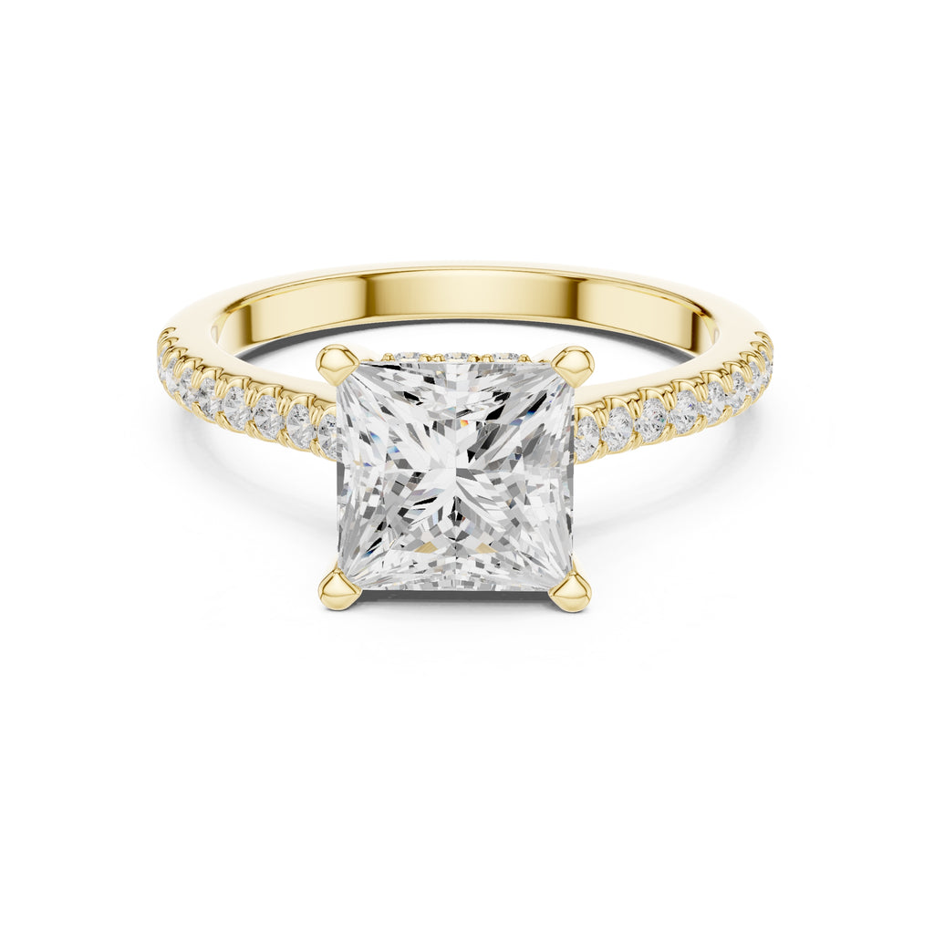 2.00 ct Infinite Halo Engagement Ring 2ct Yellow Gold Princess