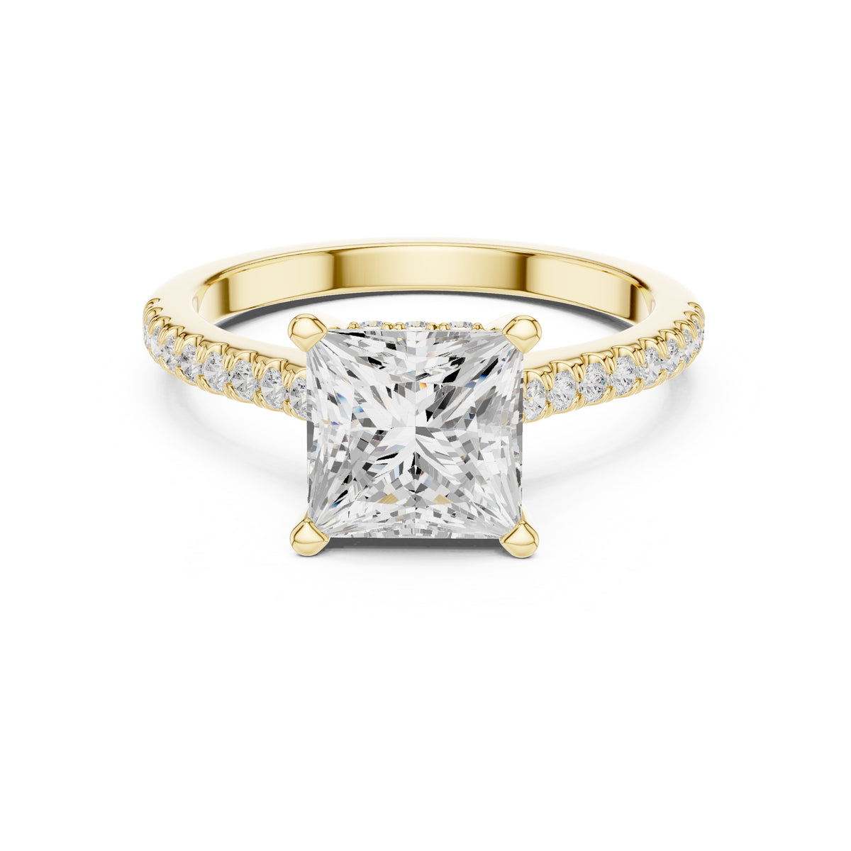 2.00 ct Infinite Halo Engagement Ring 2ct Yellow Gold Princess