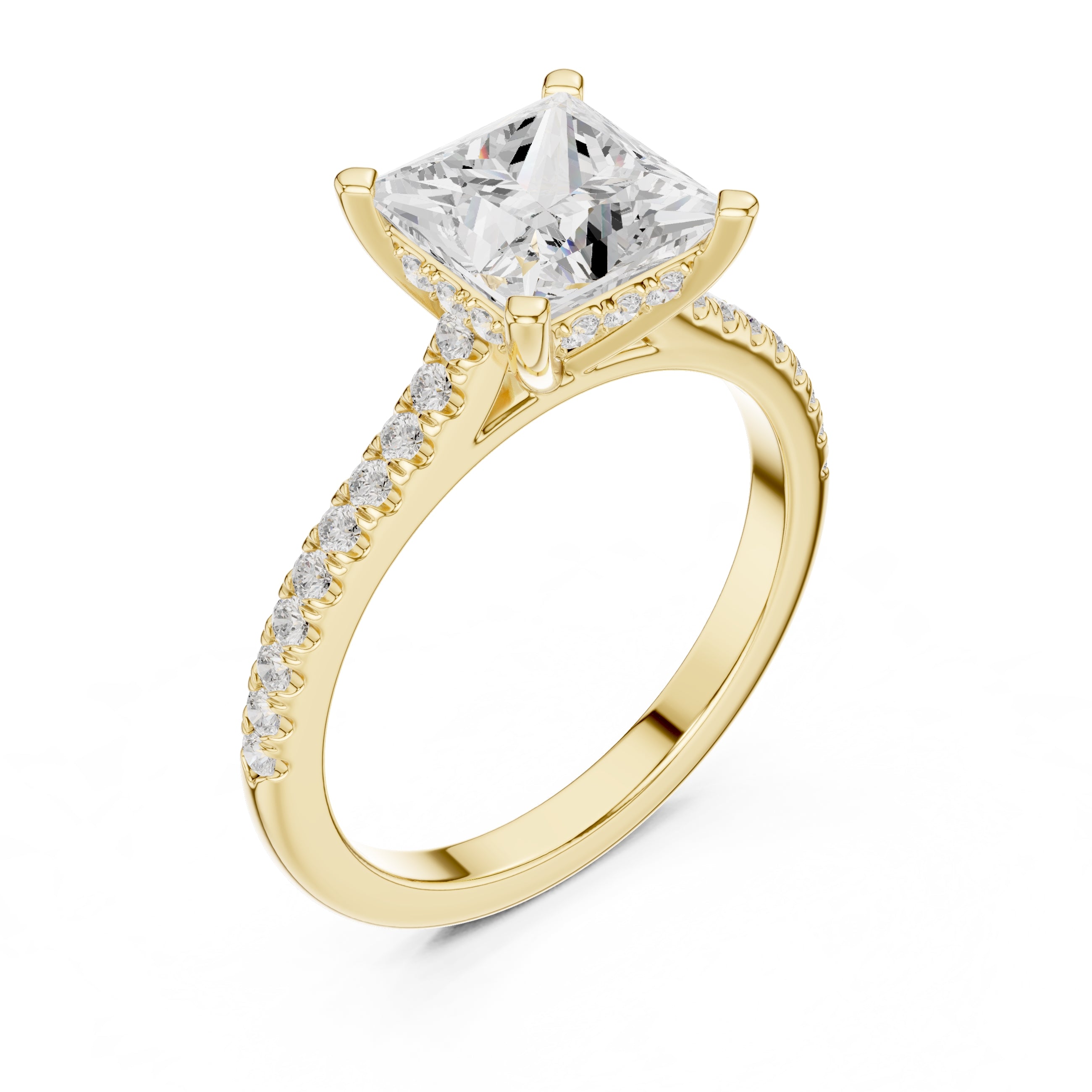 2.00 ct Infinite Halo Engagement Ring 2ct Yellow Gold Princess