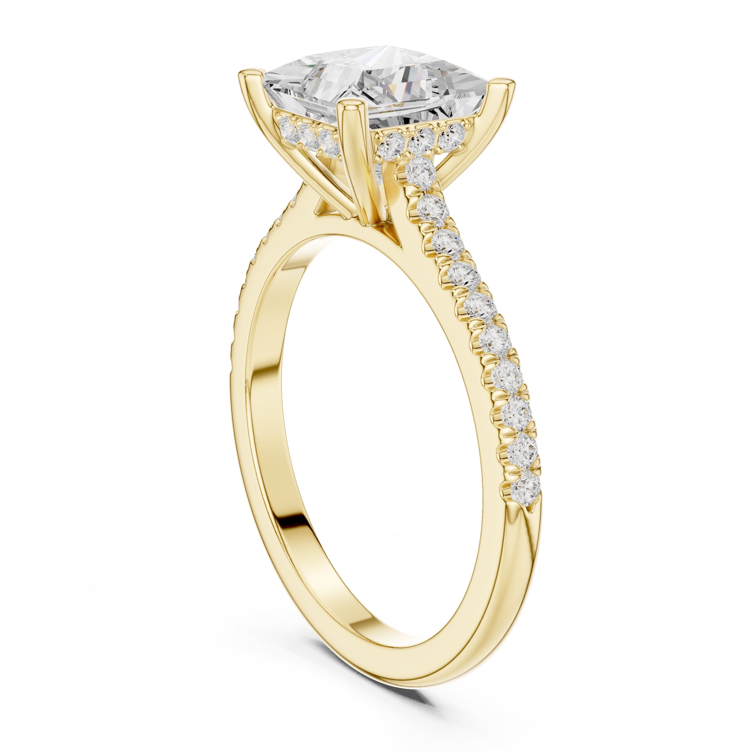 2.00 ct Infinite Halo Engagement Ring 2ct Yellow Gold Princess