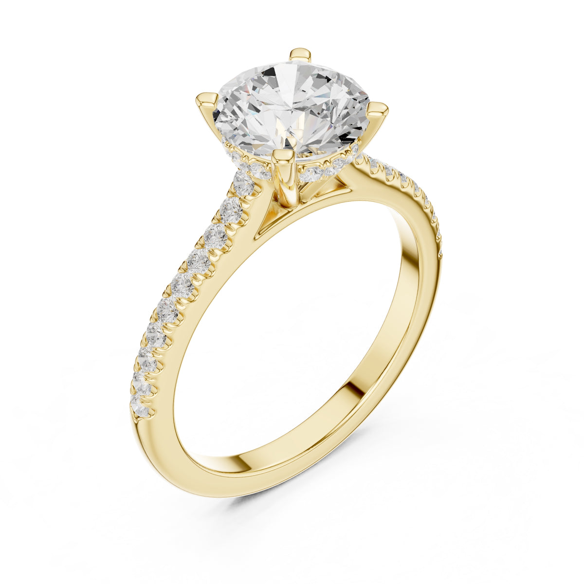 2.00 ct Infinite Halo Engagement Ring 2ct Yellow Gold Round