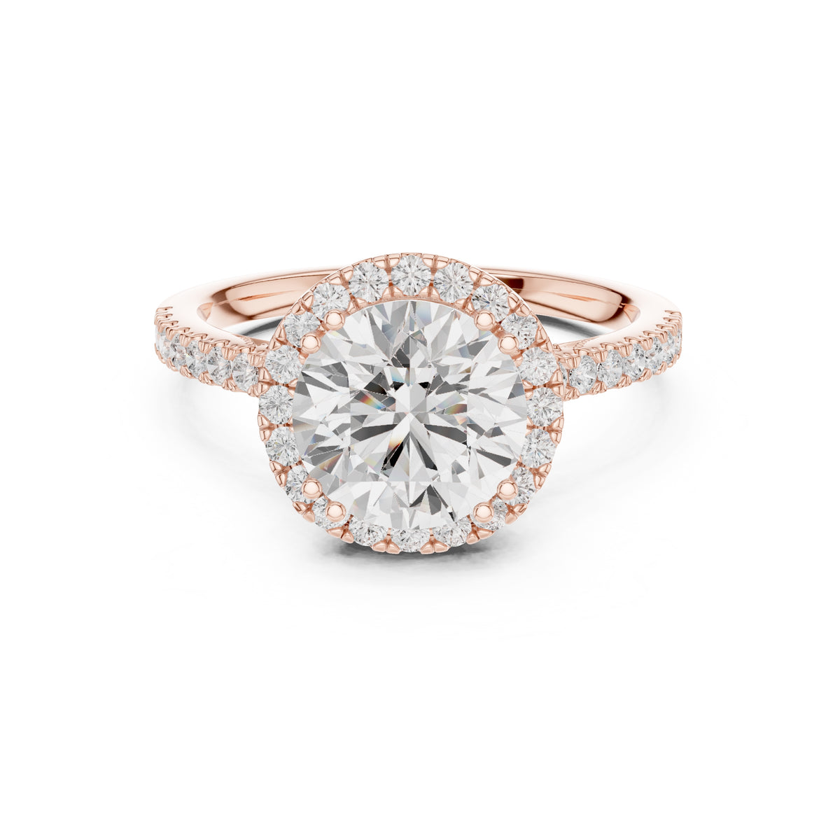 2.00 ct Aura Halo Engagement Ring 2ct Rose Gold