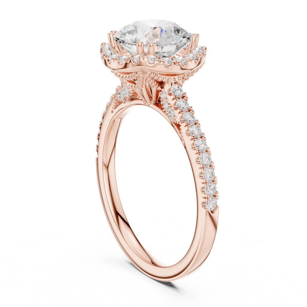 2.00 ct Aura Halo Engagement Ring 2ct Rose Gold