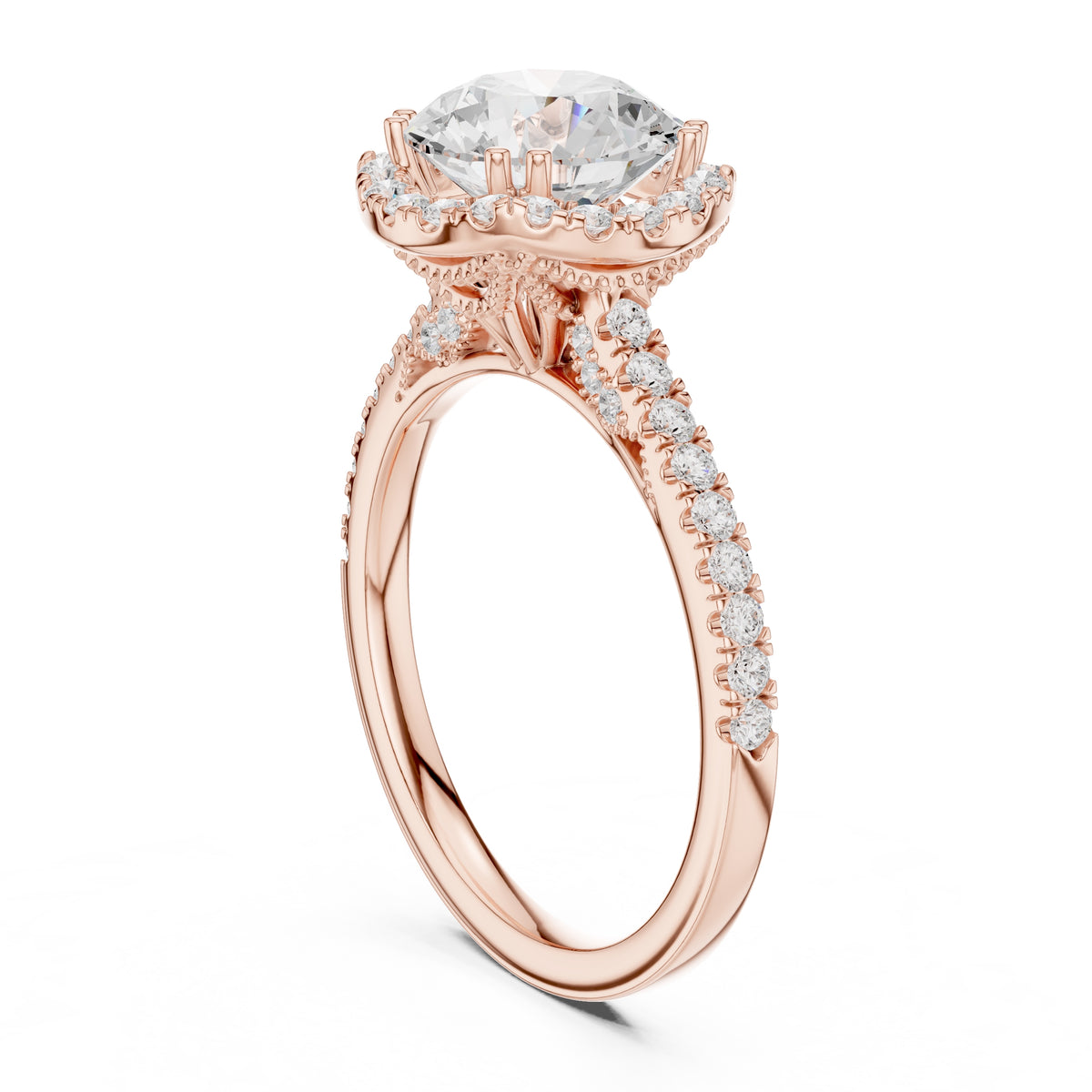 2.00 ct Aura Halo Engagement Ring 2ct Rose Gold