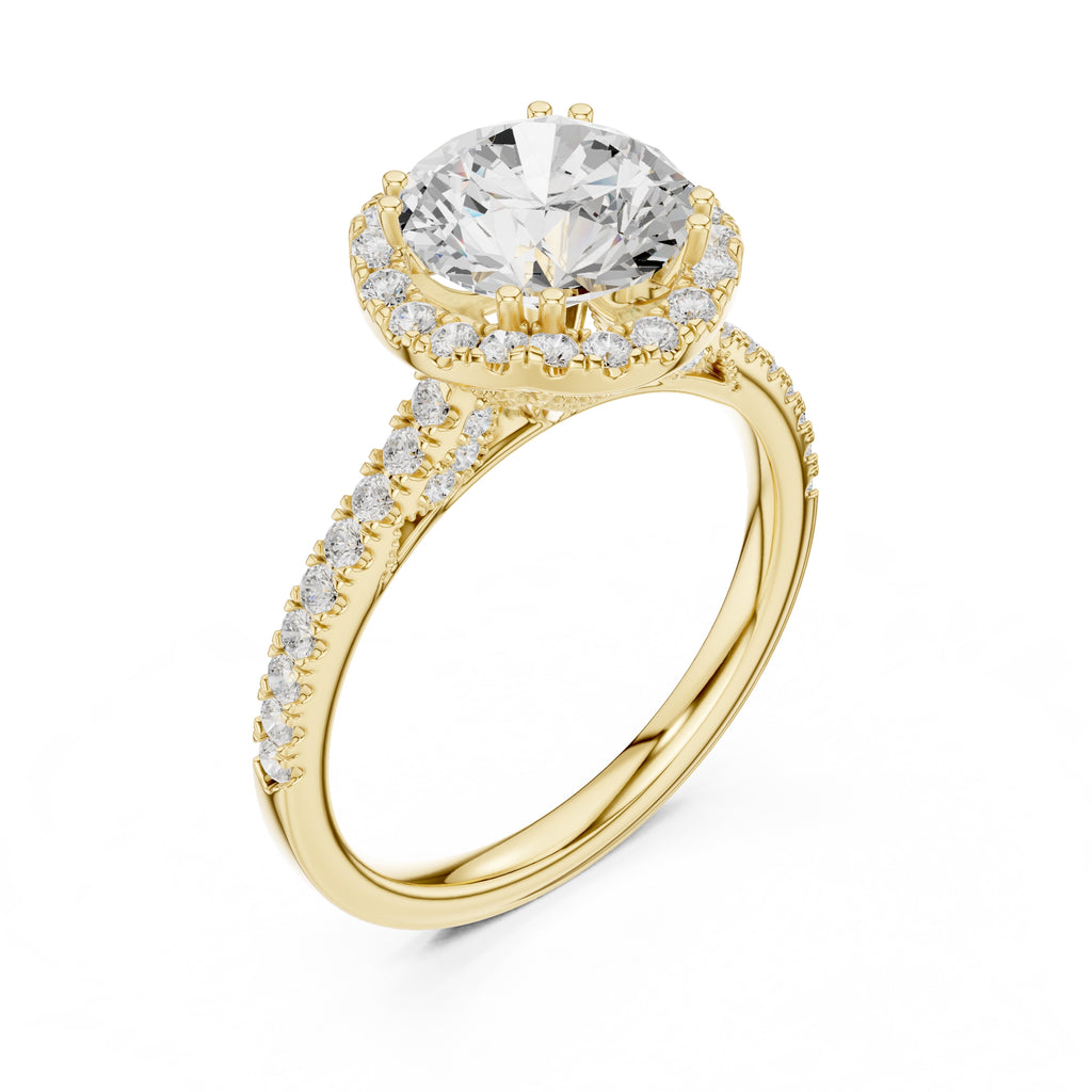 2.00 ct Aura Halo Engagement Ring 2ct Yellow Gold