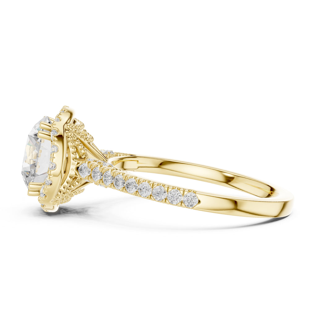 2.00 ct Aura Halo Engagement Ring 2ct Yellow Gold