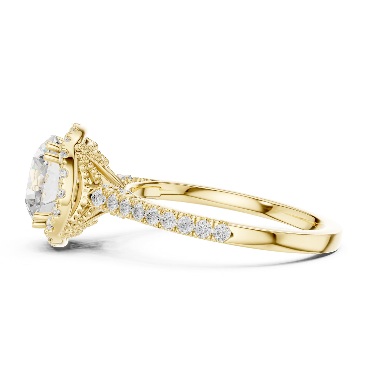2.00 ct Aura Halo Engagement Ring 2ct Yellow Gold