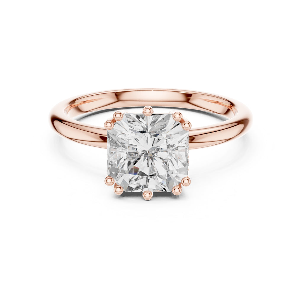 2.00 ct Prism Solitaire Engagement Ring 2ct Rose Gold Asscher