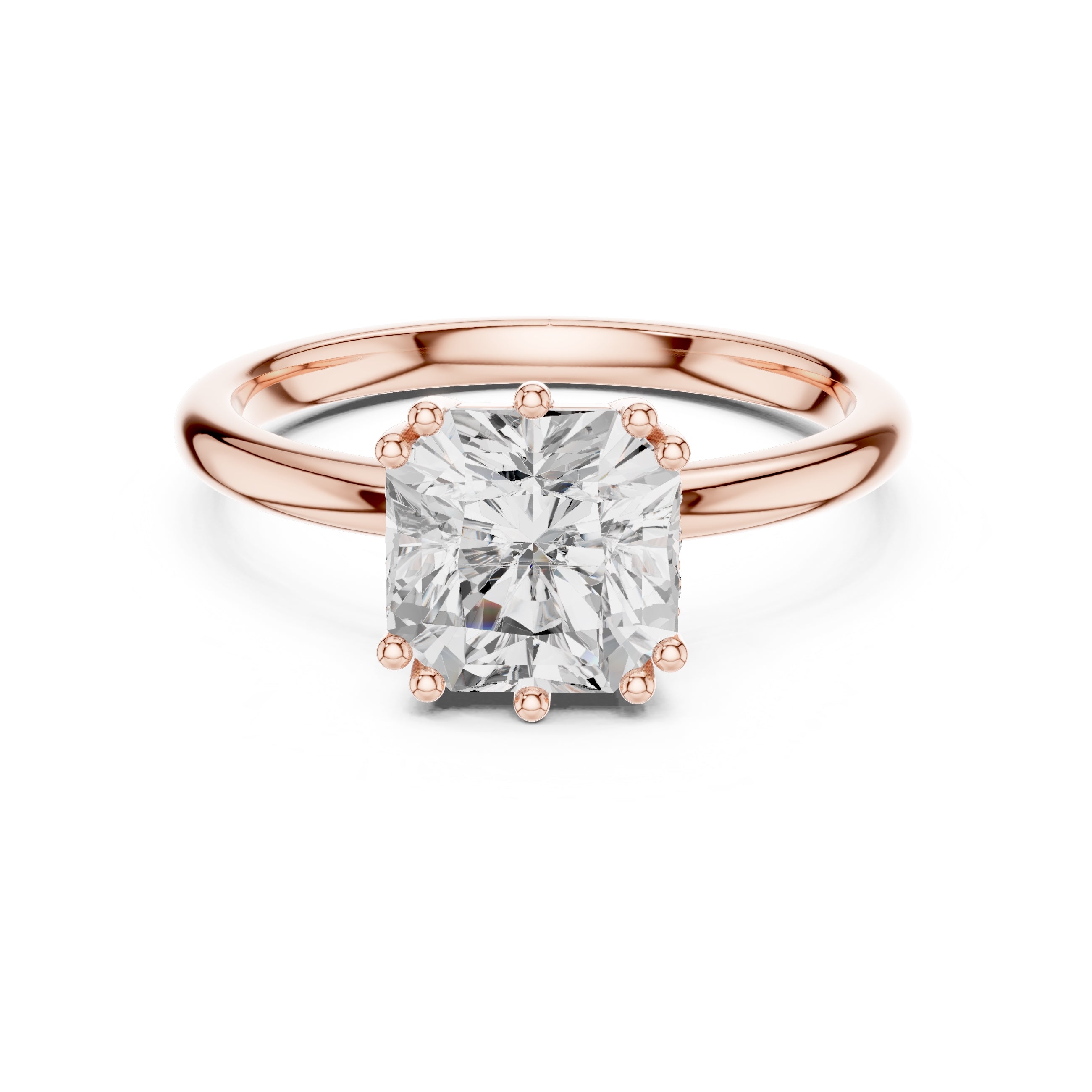 2.00 ct Prism Solitaire Engagement Ring 2ct Rose Gold Asscher
