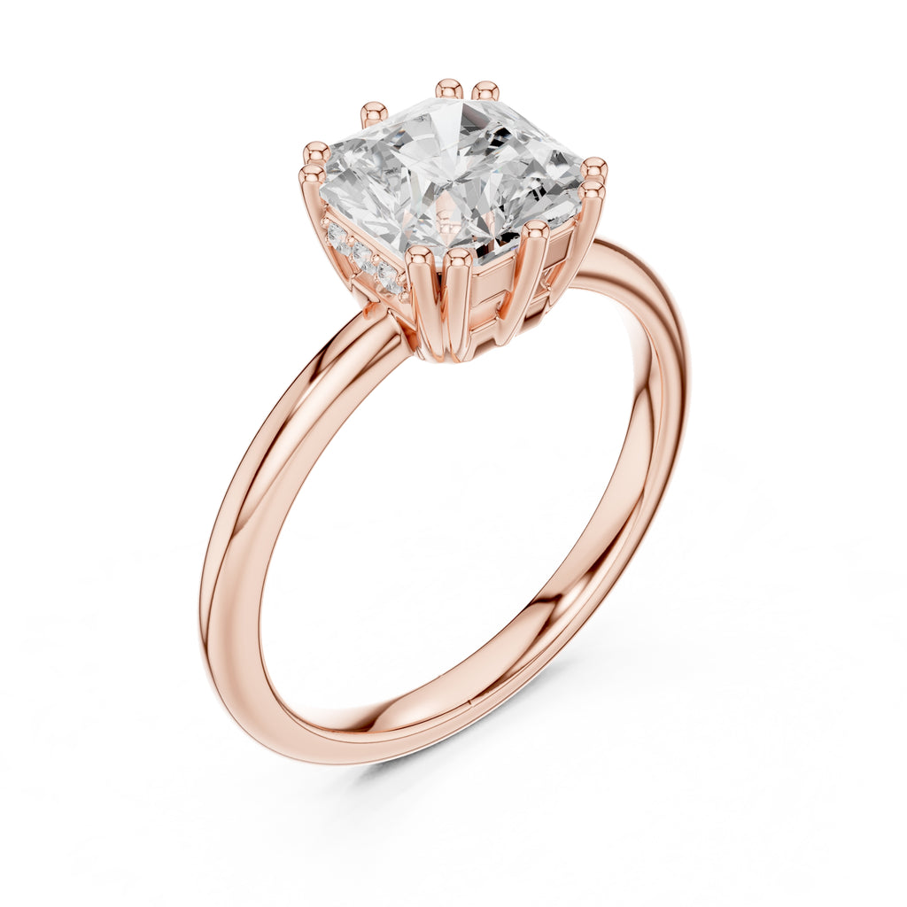 2.00 ct Prism Solitaire Engagement Ring 2ct Rose Gold Asscher