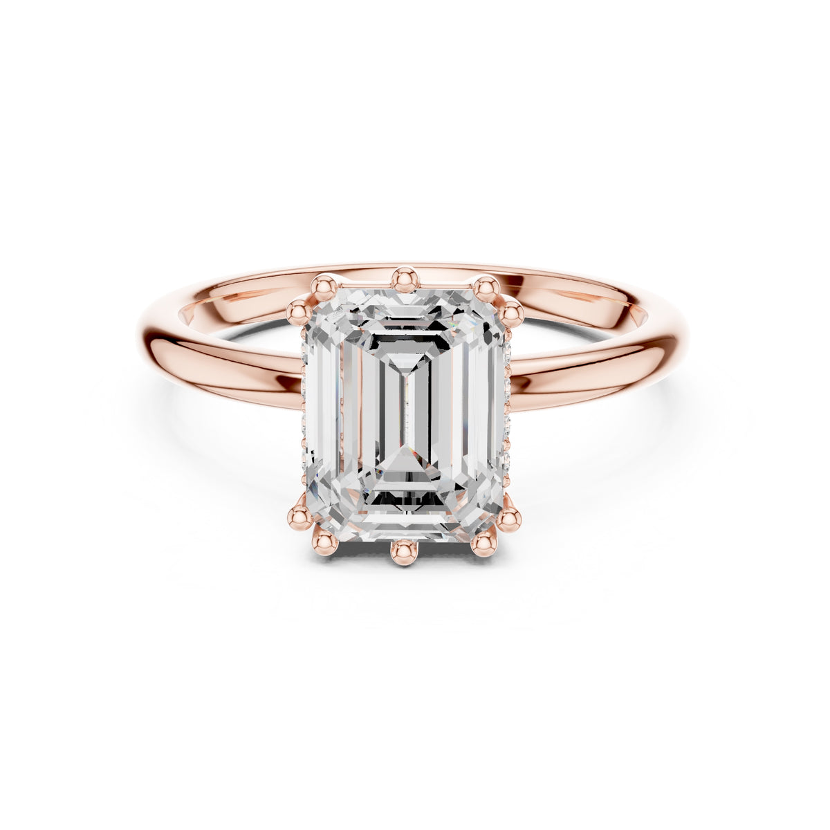 2.00 ct Prism Solitaire Engagement Ring 2ct Rose Gold Emerald