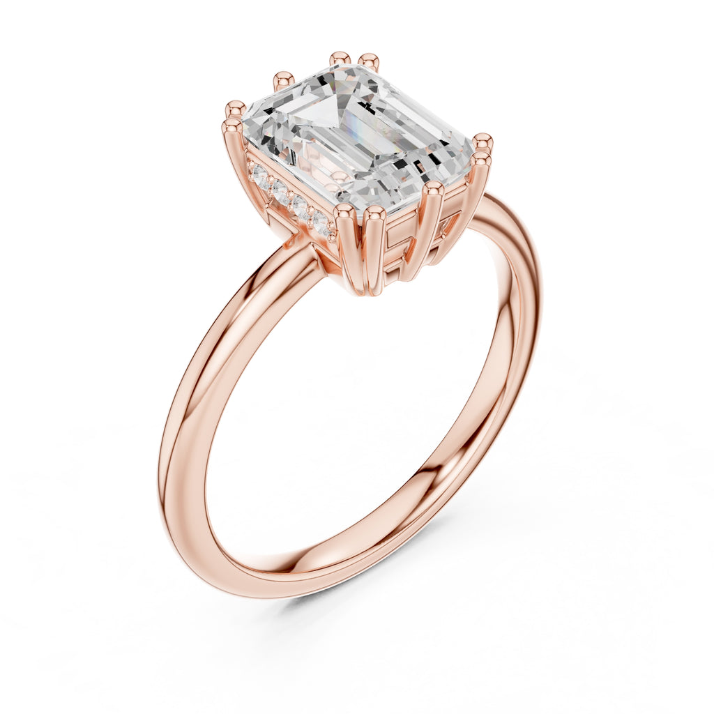 2.00 ct Prism Solitaire Engagement Ring 2ct Rose Gold Emerald