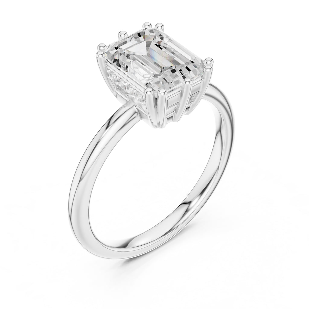 2.00 ct Prism Solitaire Engagement Ring 2ct White Gold Emerald