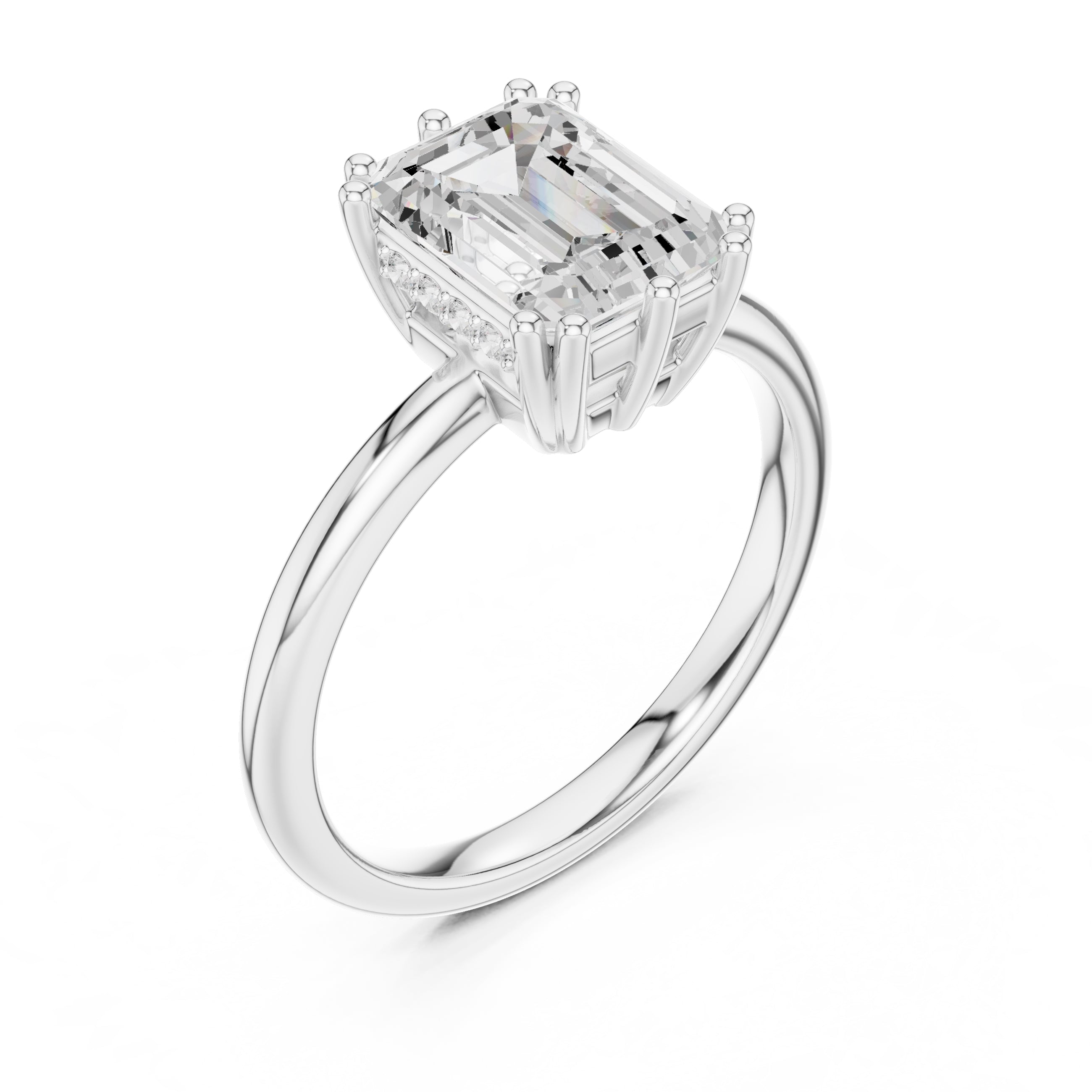 2.00 ct Prism Solitaire Engagement Ring 2ct White Gold Emerald