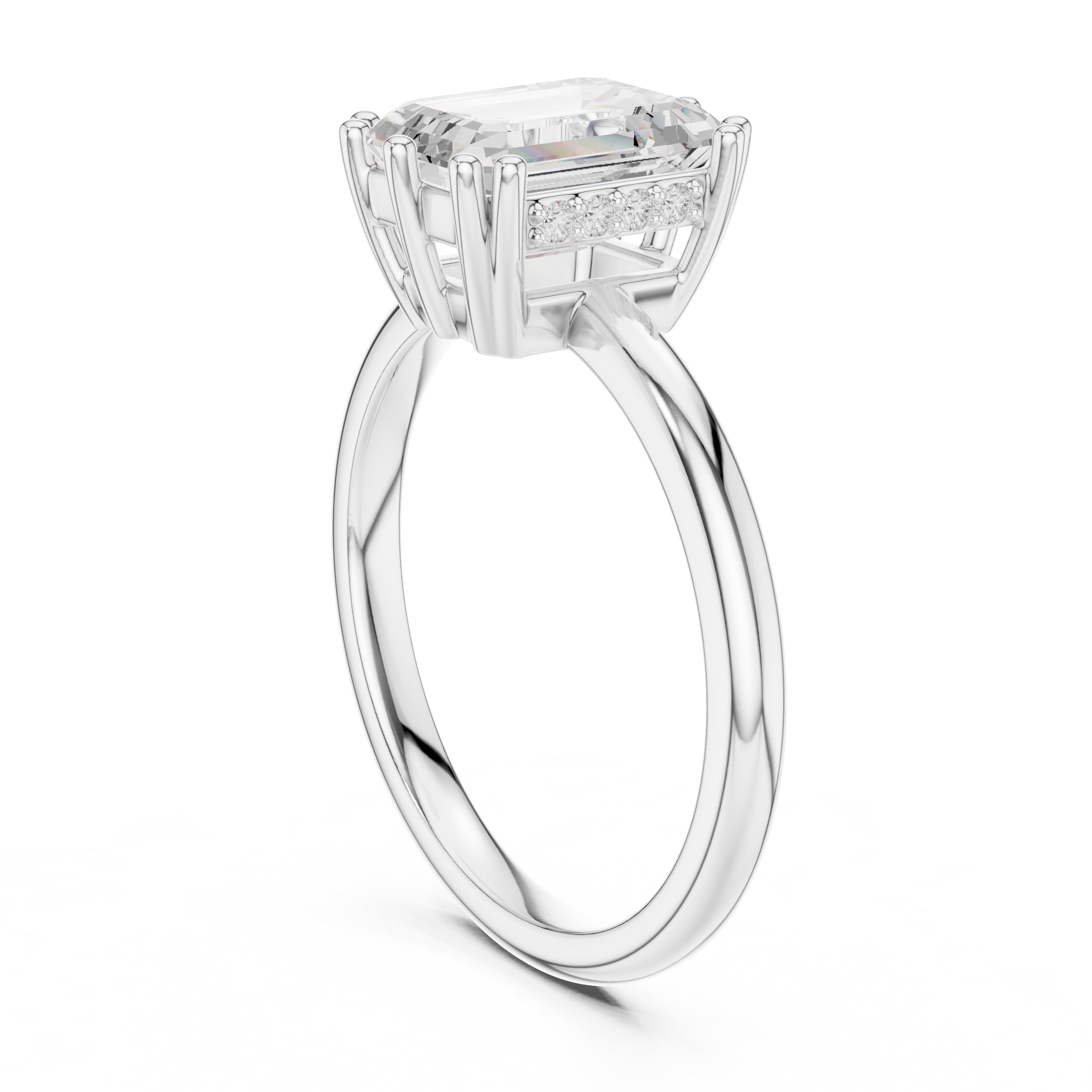 2.00 ct Prism Solitaire Engagement Ring 2ct White Gold Emerald