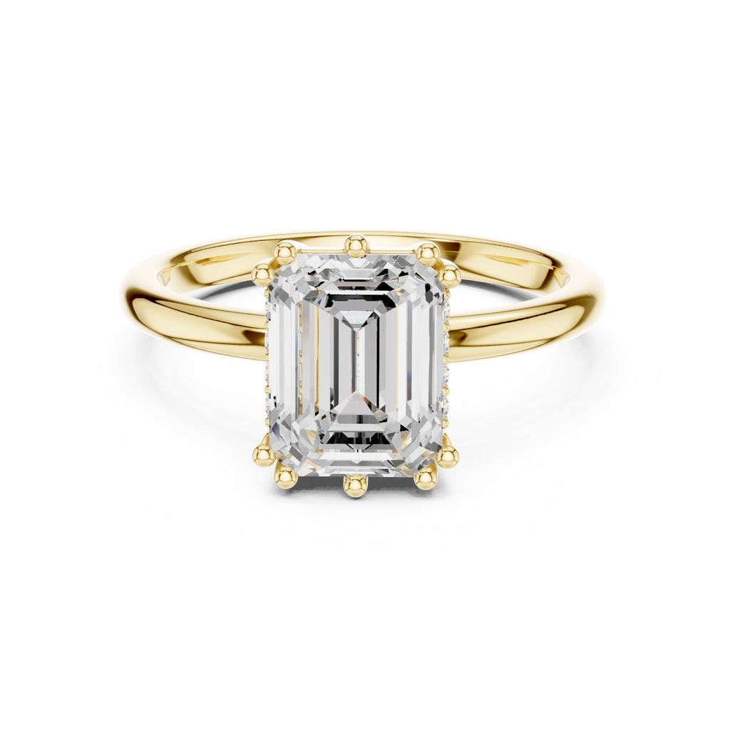 2.00 ct Prism Solitaire Engagement Ring 2ct Yellow Gold Emerald