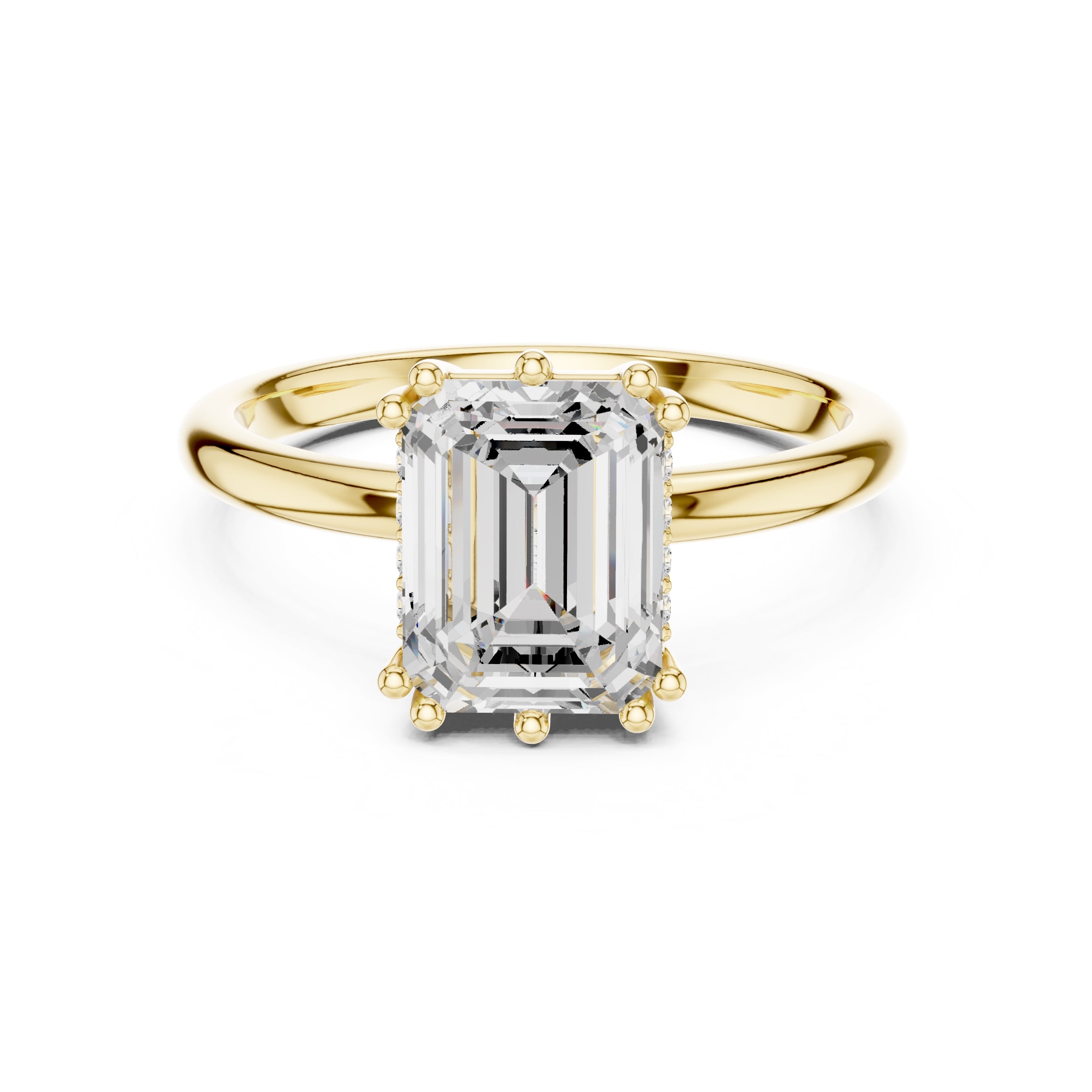 2.00 ct Prism Solitaire Engagement Ring 2ct Yellow Gold Emerald