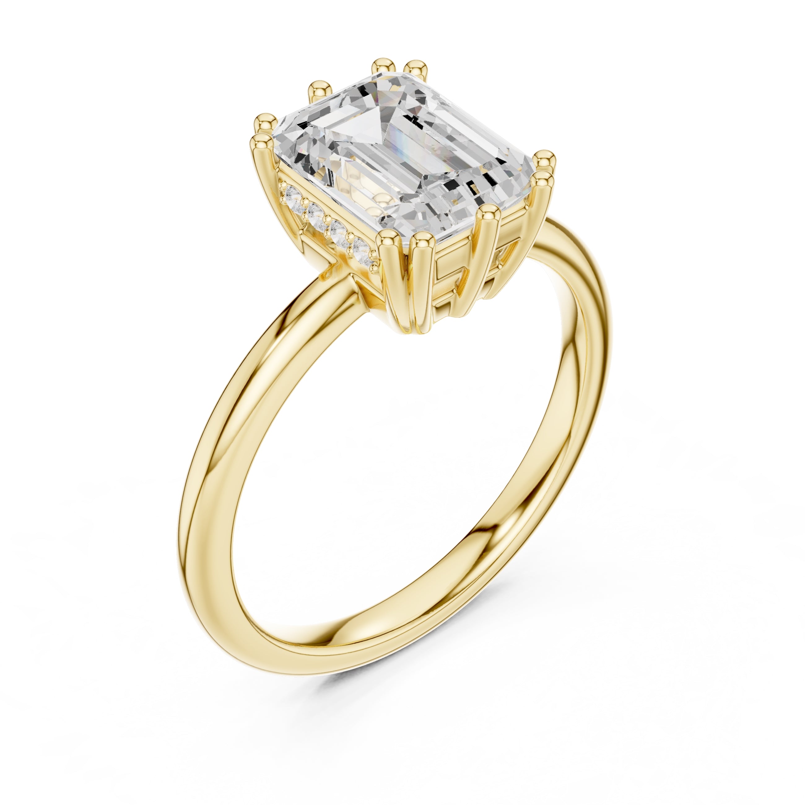 2.00 ct Prism Solitaire Engagement Ring 2ct Yellow Gold Emerald