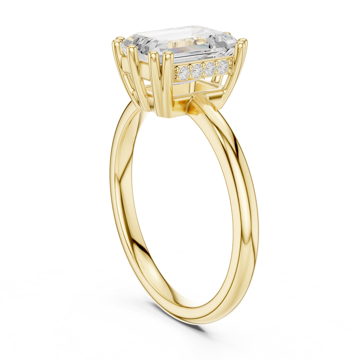 2.00 ct Prism Solitaire Engagement Ring 2ct Yellow Gold Emerald